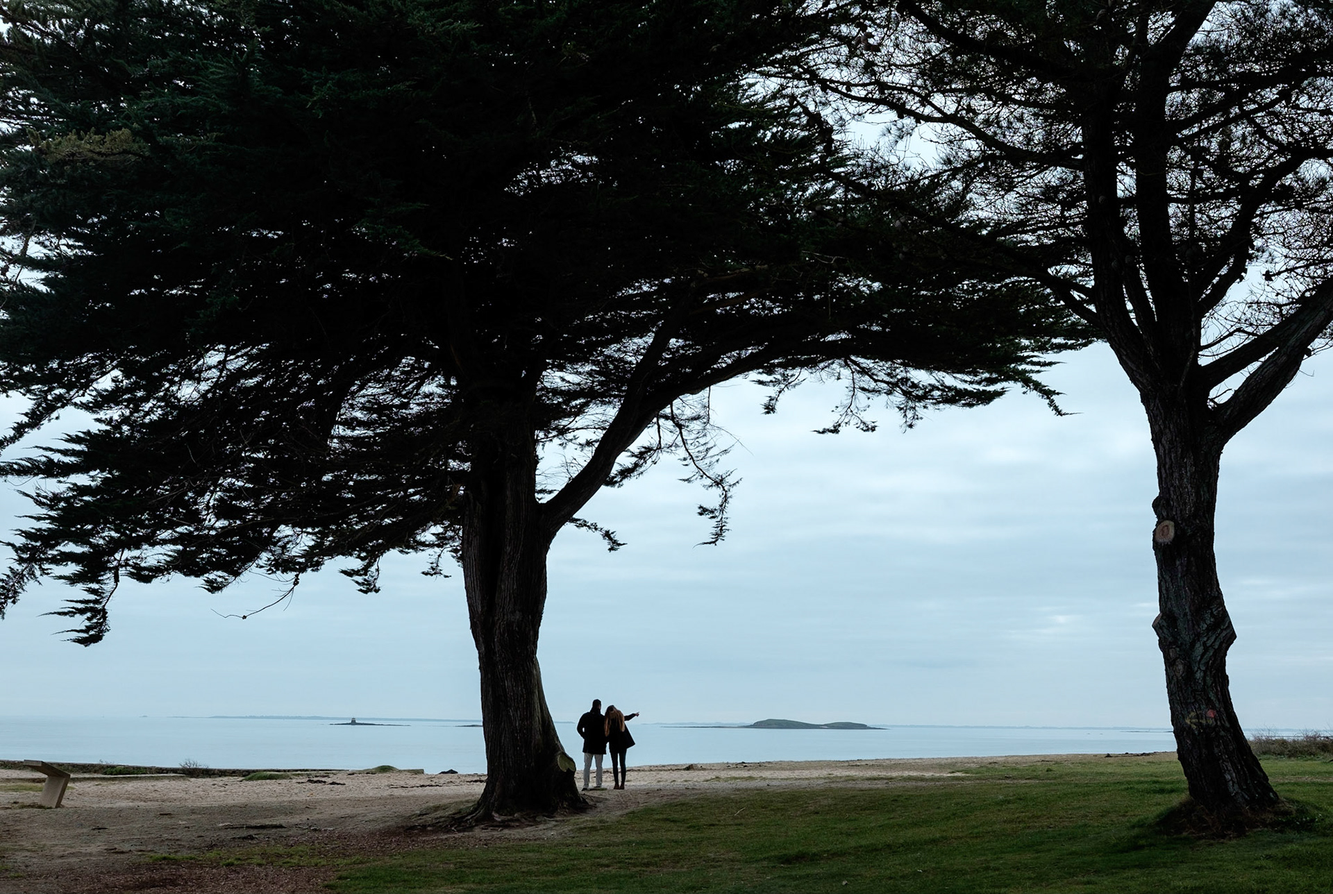 La pointe de Kerpenhir qui marque l'entrée du golfe du Morbihan, Bretagne, France.