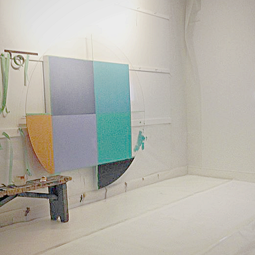 Unloaded: Hirst (Process View). Showing the "controlled chaos" of the studio during the layering phase, inspired by the industrial scale of Hirst’s practice.