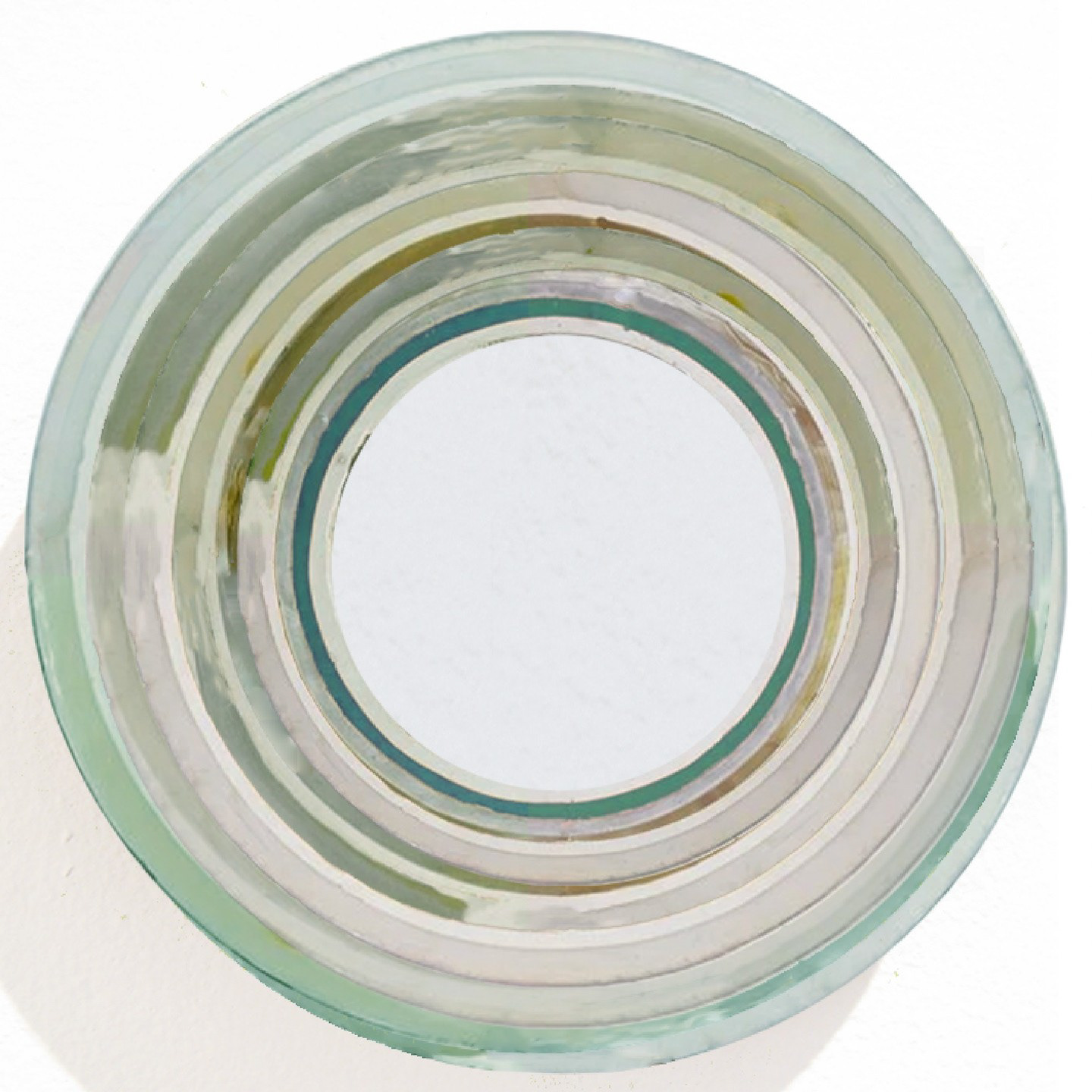 Portal III: The Verdant Threshold The Piece: The final work in the series leans into deeper teals and forest greens, suggesting the hidden, shadowed places of Dartmoor’s ancient woods. It is a portal into the dense, vibrant heart of nature.  Technique: The 61cm diameter creates a porthole-like perspective. Using the transparency of the substrate, the colours appear to float in space, giving the legendary subject matter a modern, resonant physical presence.  The Vibe: A deep-dive into the intersection of light and legend, transforming a modern industrial material into a vessel for ancient storytelling.
