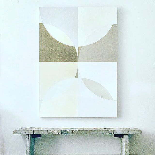 Clear Intentions: Ascending Alignment, 2016. Mixed Media and Resin on Irish Linen. 35 x 48 inches. A large-scale rectangular construction that investigates the physical weight and persistence of a single positive intention.