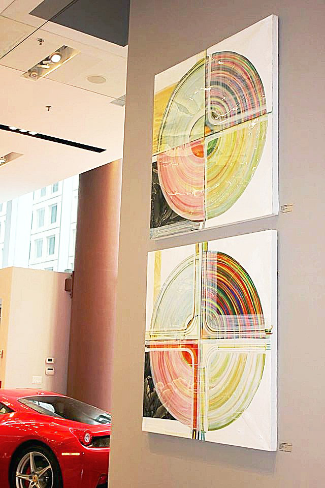 Installation View, Holt Renfrew, Bloor Street, Toronto. Large-scale tondo work integrated into the curated interior, bridging fine art and luxury design.