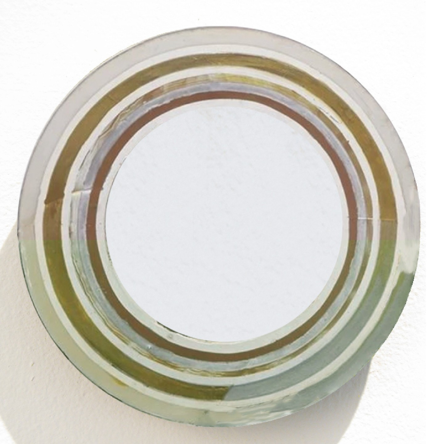 Portal I: Elemental Radiance The Piece: This first circular work captures the warmth of a Dartmoor sunrise. The translucent layers of ochre and moss green evoke the grounded yet shifting energy of the Earth Elementals.  Technique: By applying acrylic to a 61cm Perspex disc, the light is trapped within the material, creating a glowing halo effect that mimics a physical threshold between worlds.  The Vibe: A luminous exploration of folklore, where the transparency of the medium allows the "presence" of the legend to take a tangible, sculptural form.