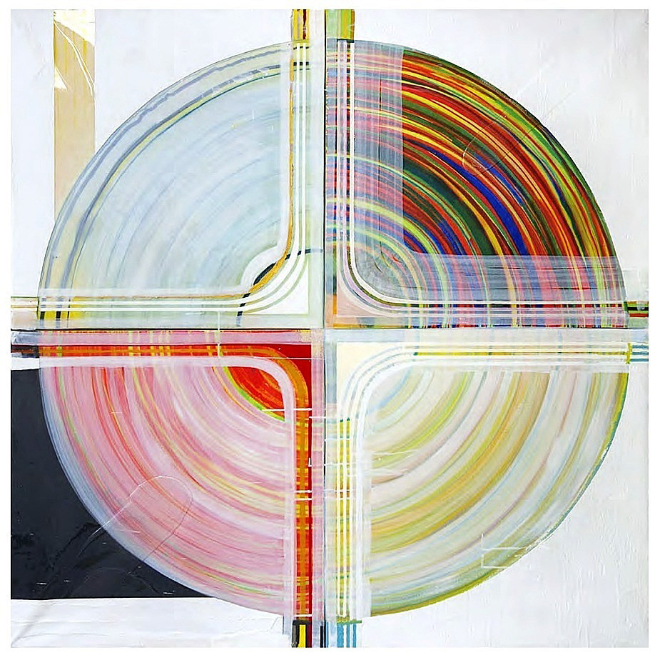 Pattern Integrity: Synergetic Flow, 2014. Mixed Media on Wood Panel. 122cm Diameter.