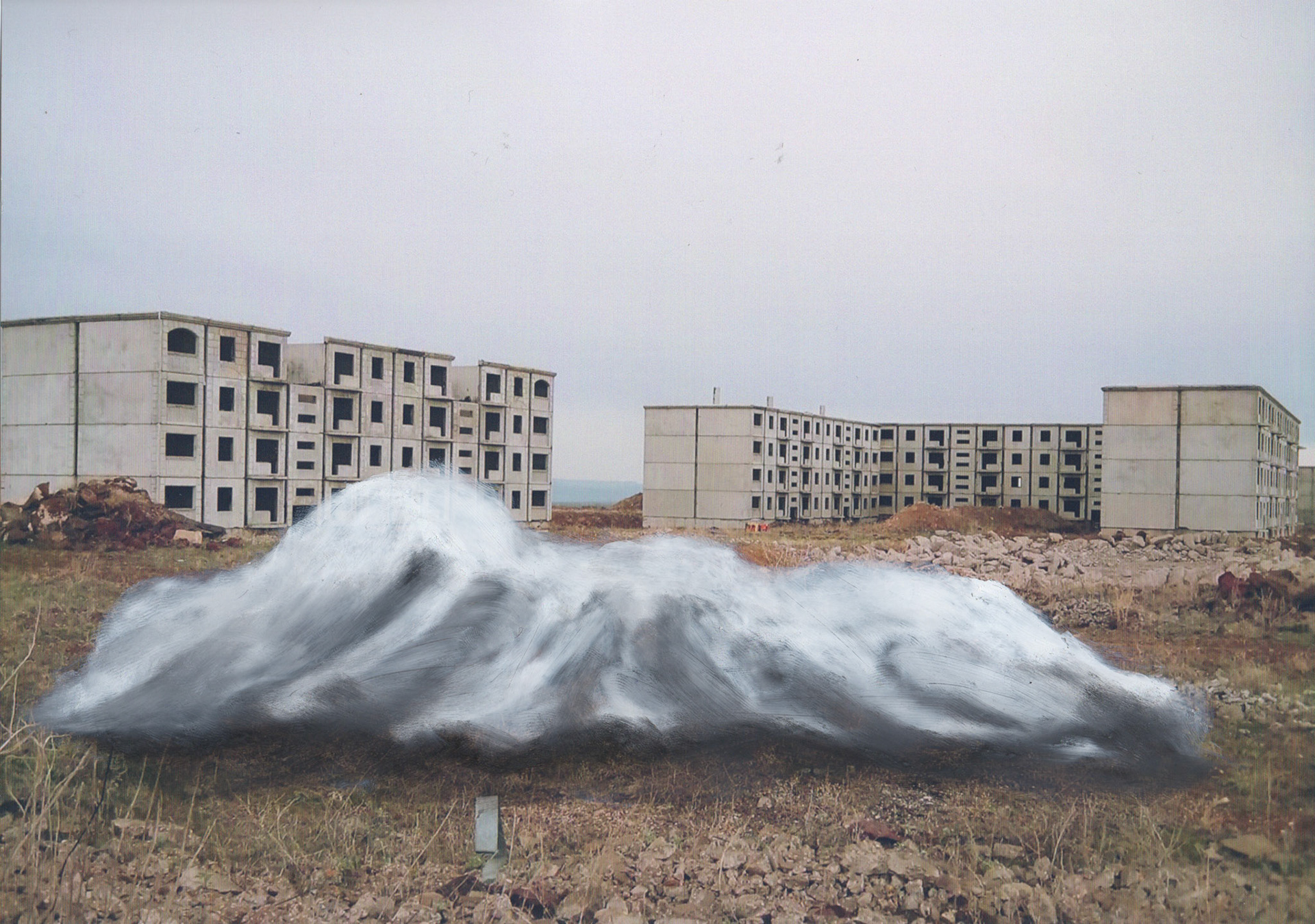 Road Book Cloud Prato fictif 1. Technique à l'huile sur photographie. 21x30 cm.