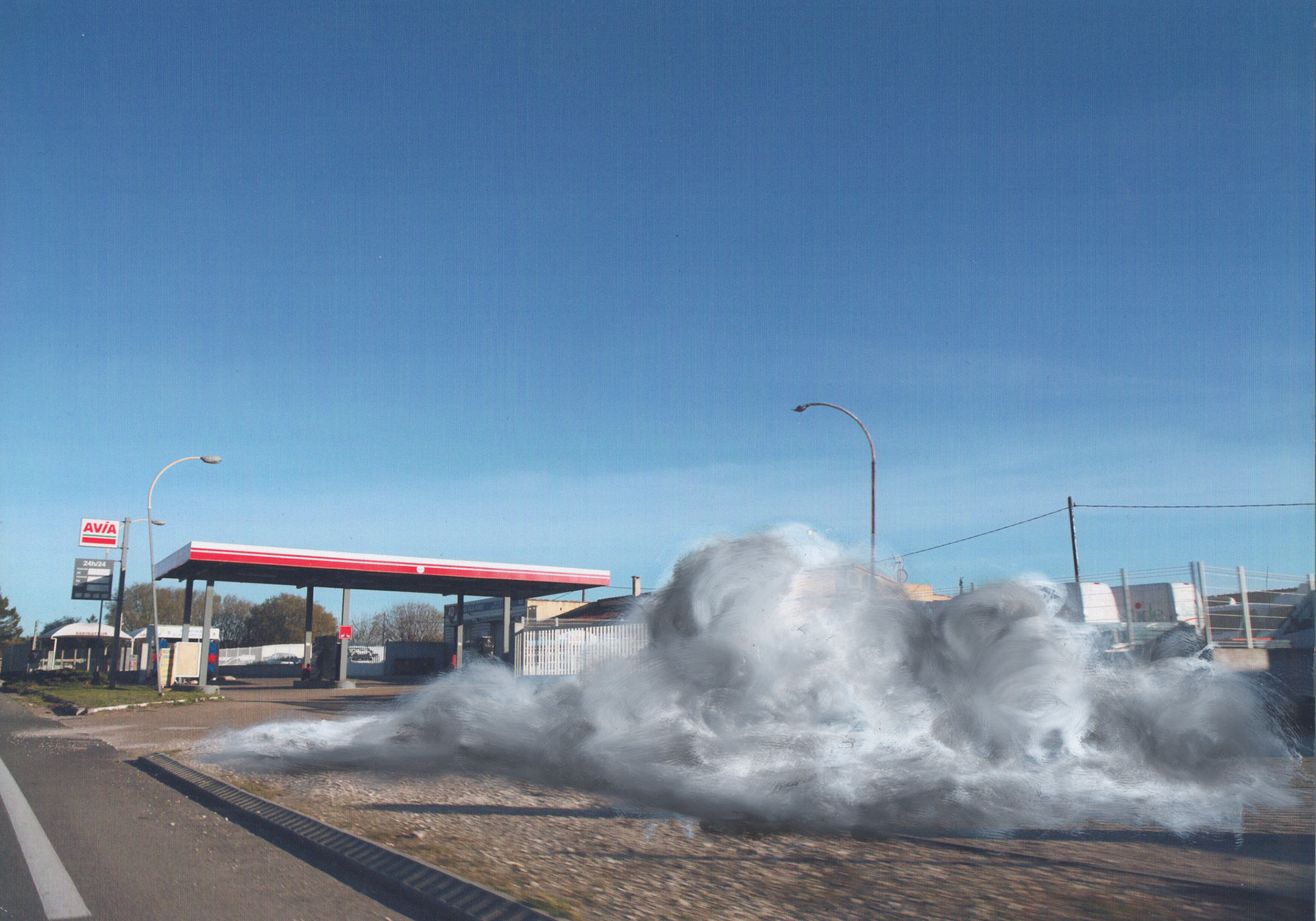 Road Book Cloud Puget 5.Technique à l'huile sur photographie. 21x30 cm.