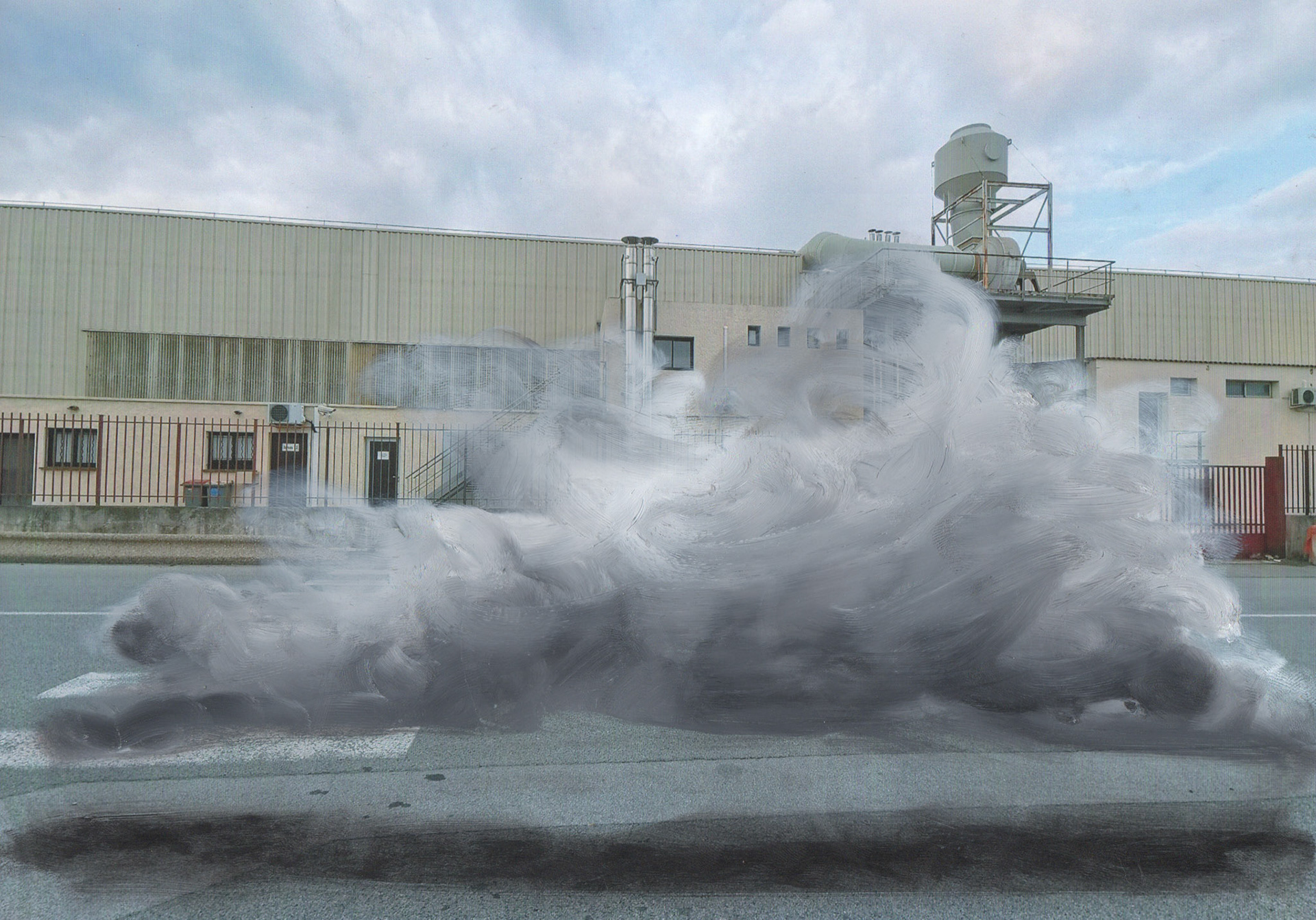 Road Book Cloud Puget 3.Technique à l'huile sur photographie. 21x30 cm.