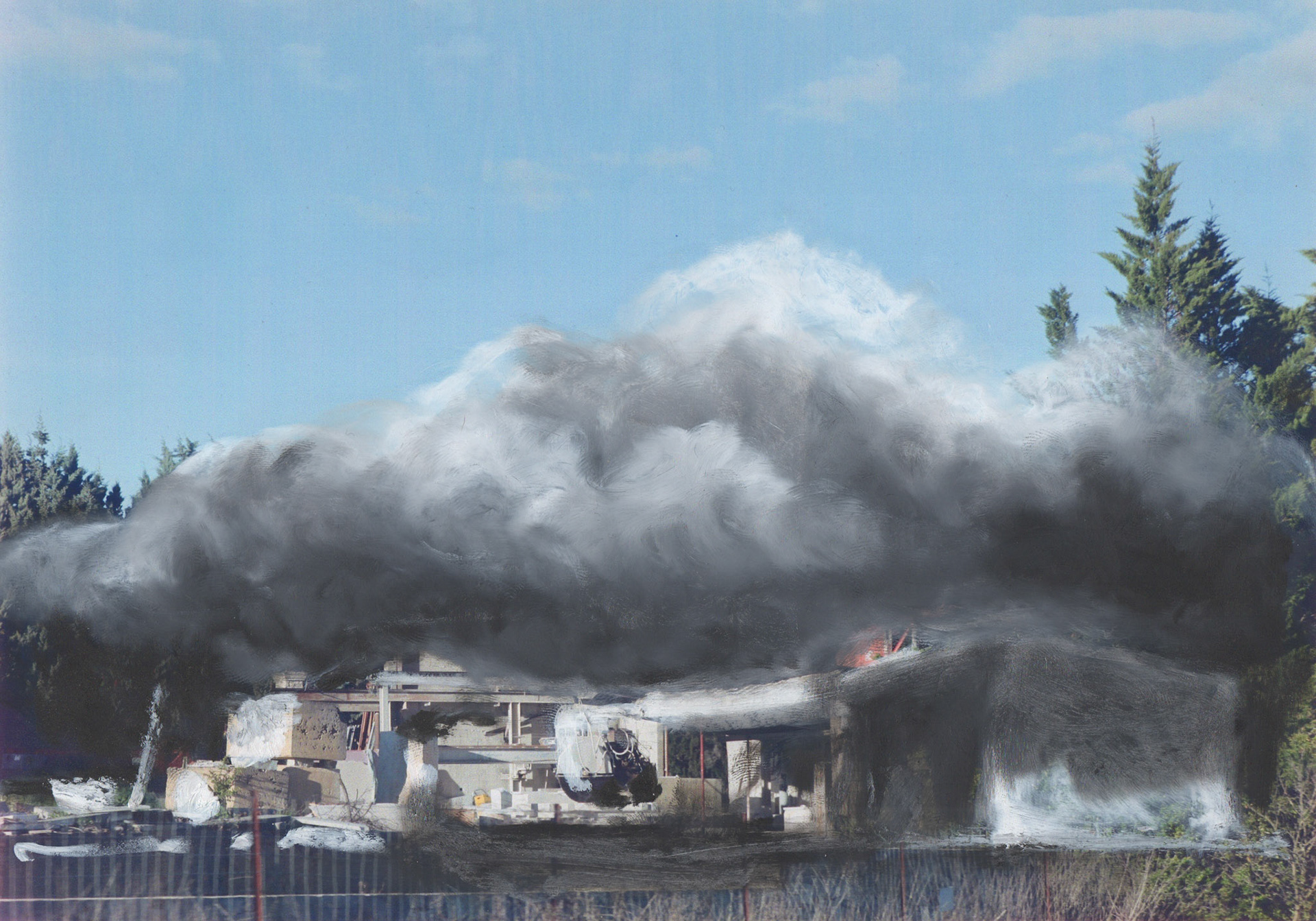 Road Book Cévennes 1 . Technique à l'huile sur photographie. 21x30 cm.