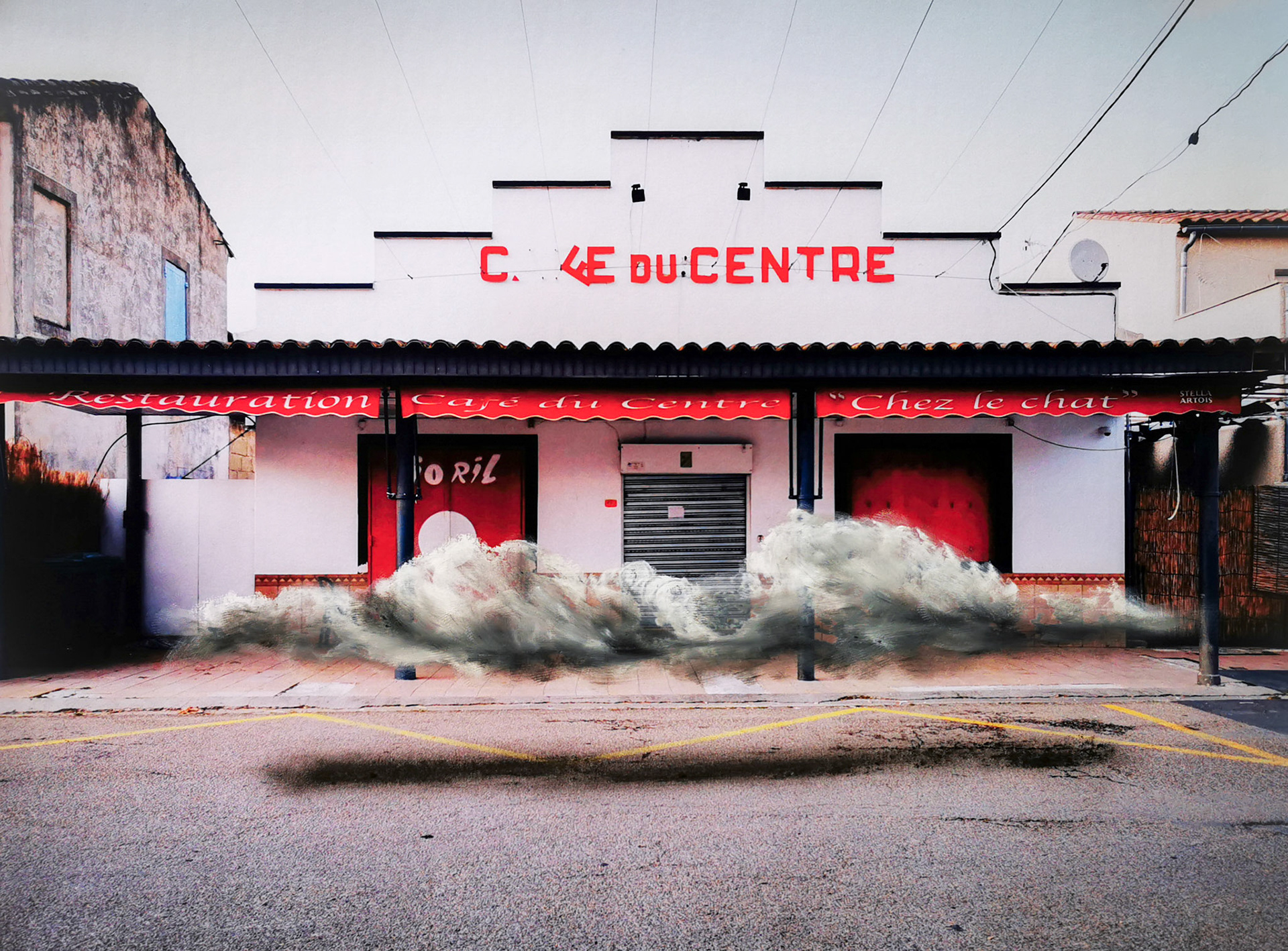 Road Book Cloud Camargue.Technique à l'huile sur photographie. 21x30 cm.