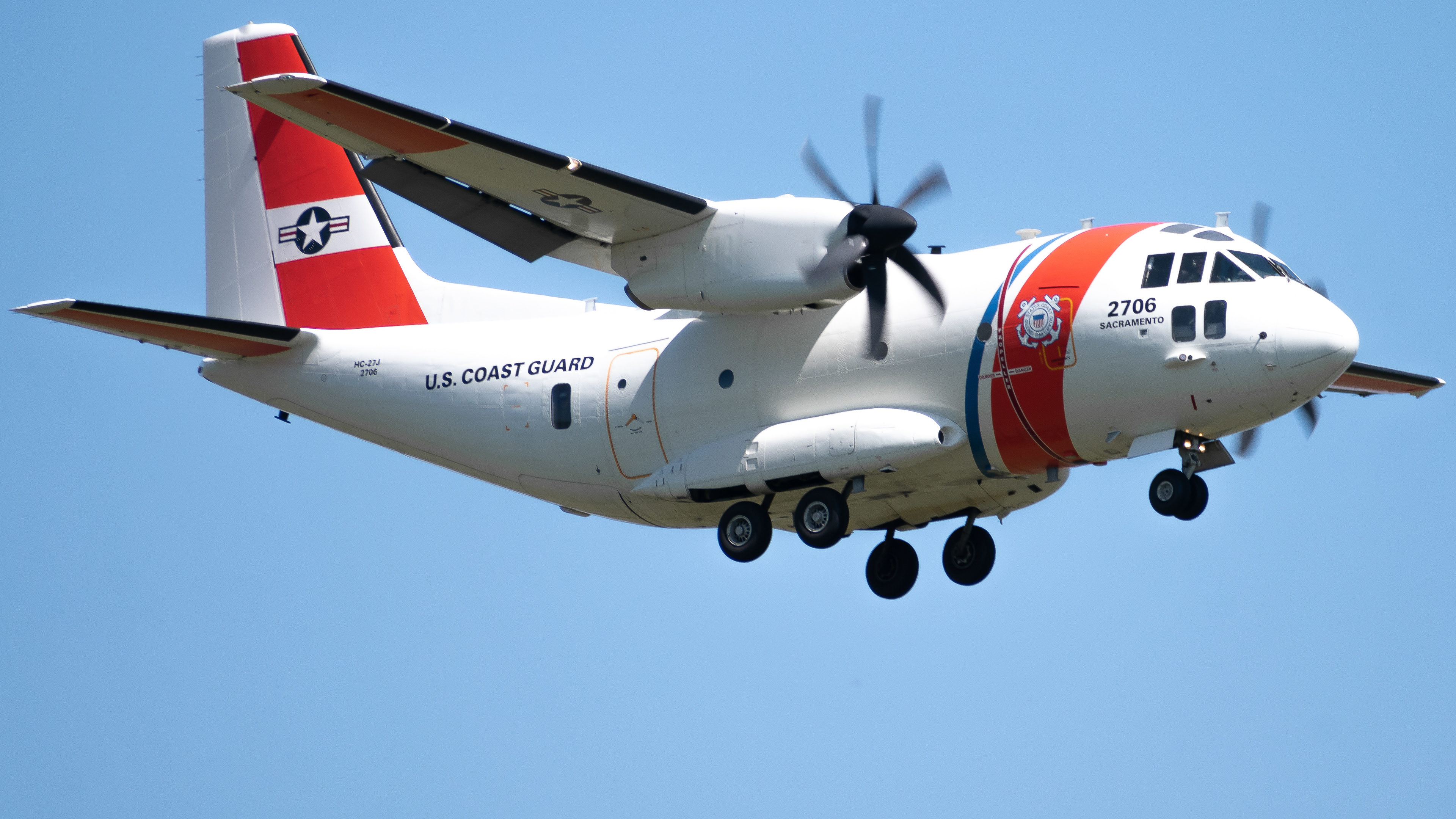 US Coast Guard Alenia HC-27J Spartan on final in Sacramento