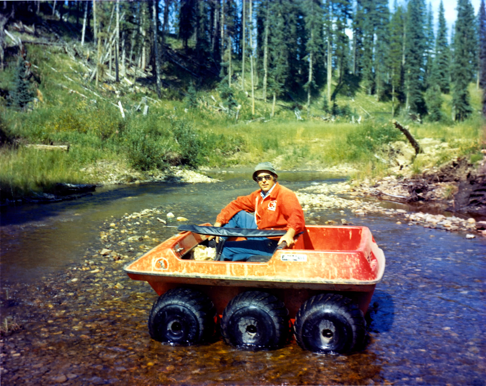 Circa early 1970's: John Huculak on a fishing trip with a local Edmonton TV crew.