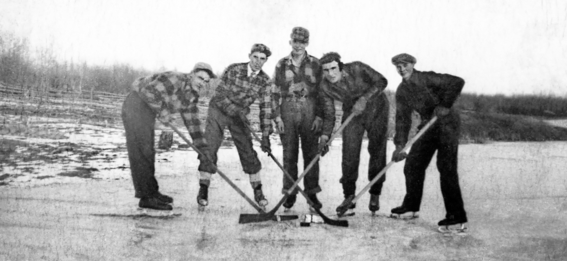 Circa 1945~47: Willis (George) Huculak left. John Huculak center. THe other three folks are unknown.