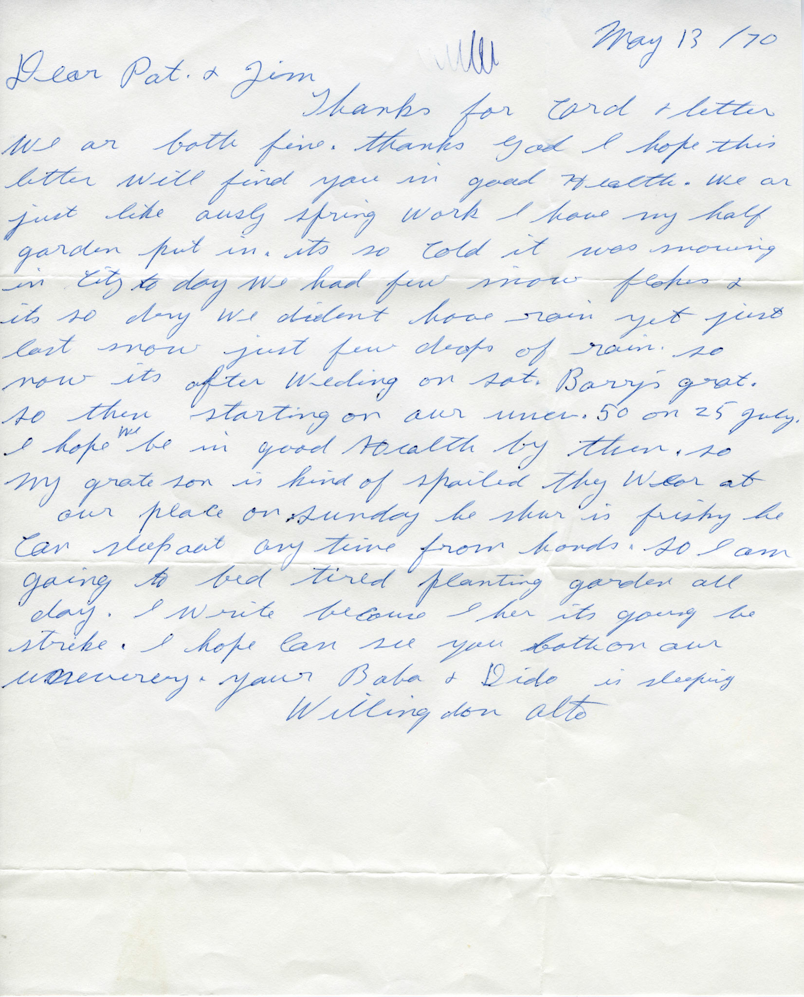 Letters from Christina (Huculak) Shewchuk (Genealogy family ID008) to grand daughter Pat (Megley) Rowland. Letters provided by Pat (Megley) Rowland (Genealogy family ID088)
