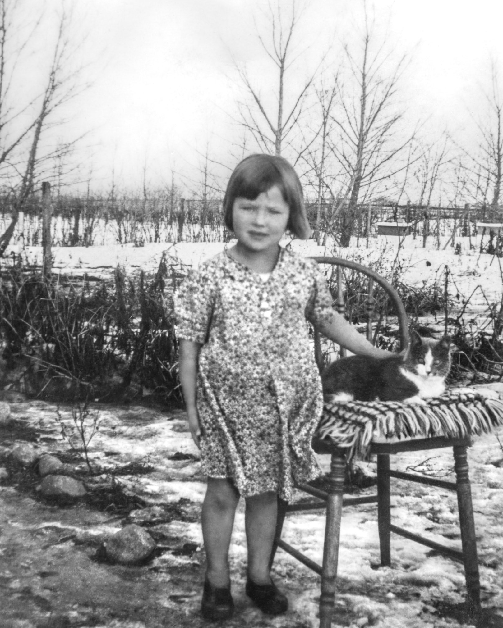 1935 • Kathleen [Shewchuk] Huculak (age 5) on the family farm near Willingdon, AB.