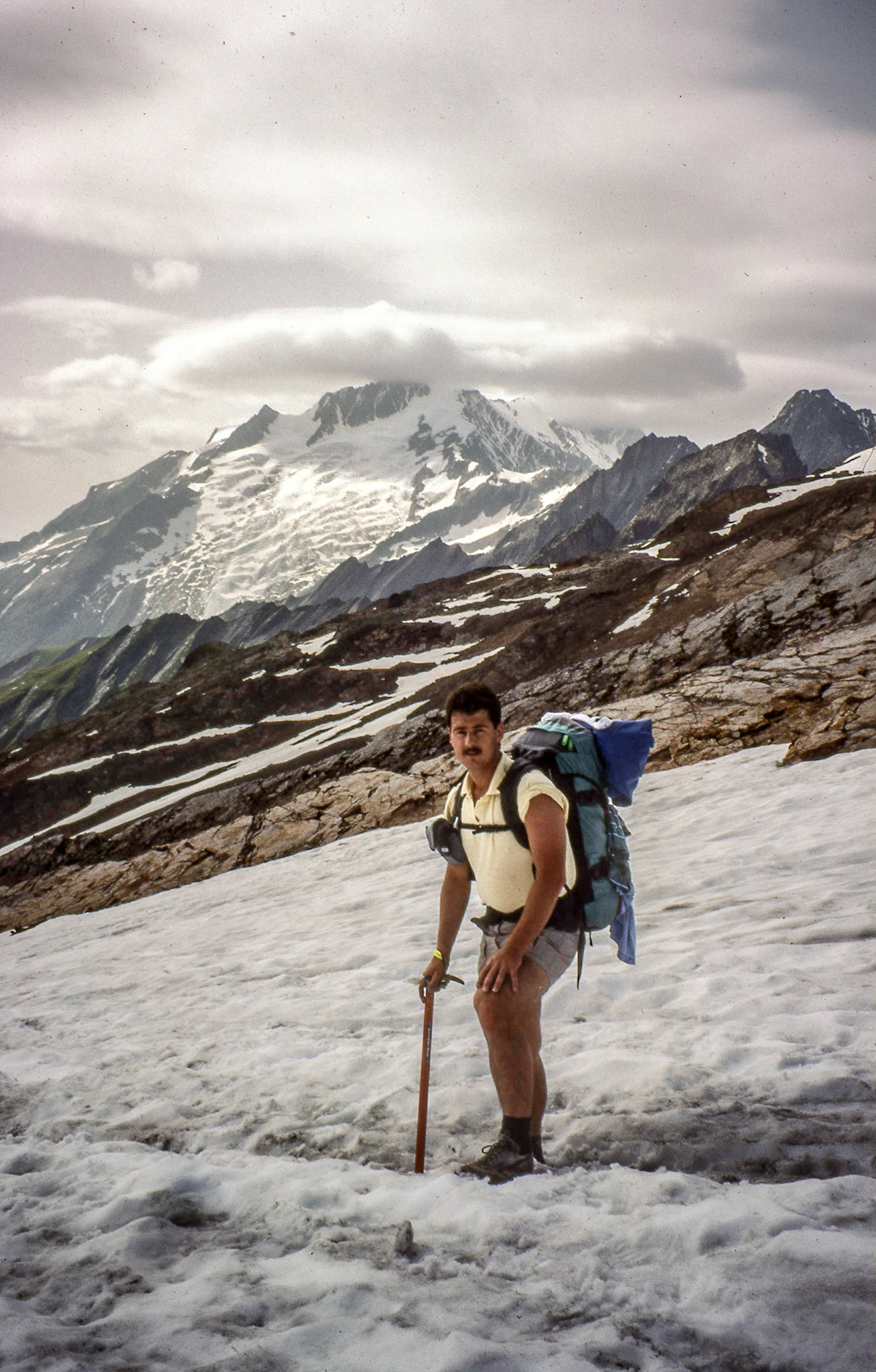 Circa 1990: Brian Huculak trekking around Mt Blanc in the Alps. Photo credit: Robert Keith.