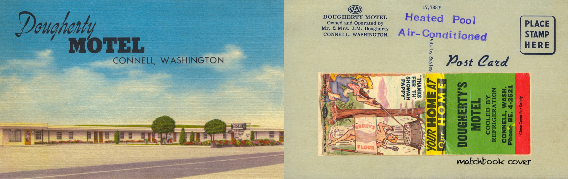 c.1958 classic color postcard and matchbook cover from the Bel-Air Motel in Redding California. One can imagine John and Kathleen Huculak staying here during their long drive to visit John's Uncle Nick in Niles, CA. From Kathleen's personal scrapbook of travel memories. imagine John and Kathleen Huculak staying here during their long drive to visit John's Uncle Nick in Niles, CA. From Kathleen's personal scrapbook of travel memories.