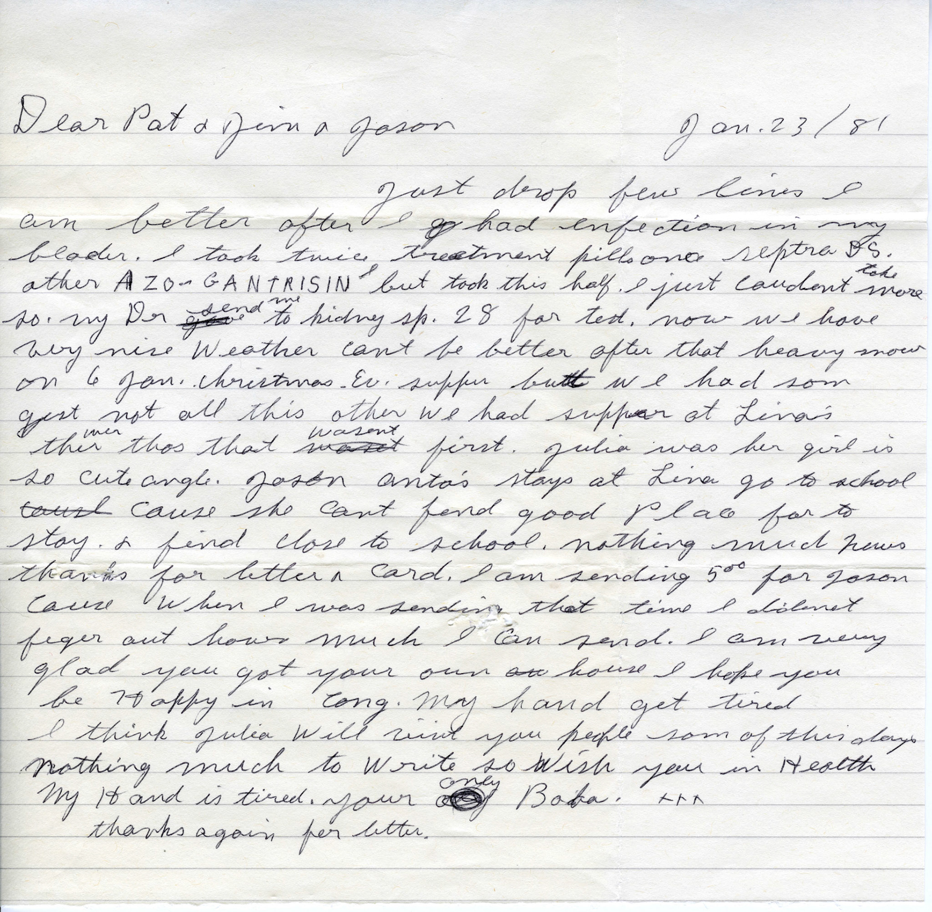 Letters from Christina (Huculak) Shewchuk (Genealogy family ID008) to grand daughter Pat (Megley) Rowland. Letters provided by Pat (Megley) Rowland (Genealogy family ID088)