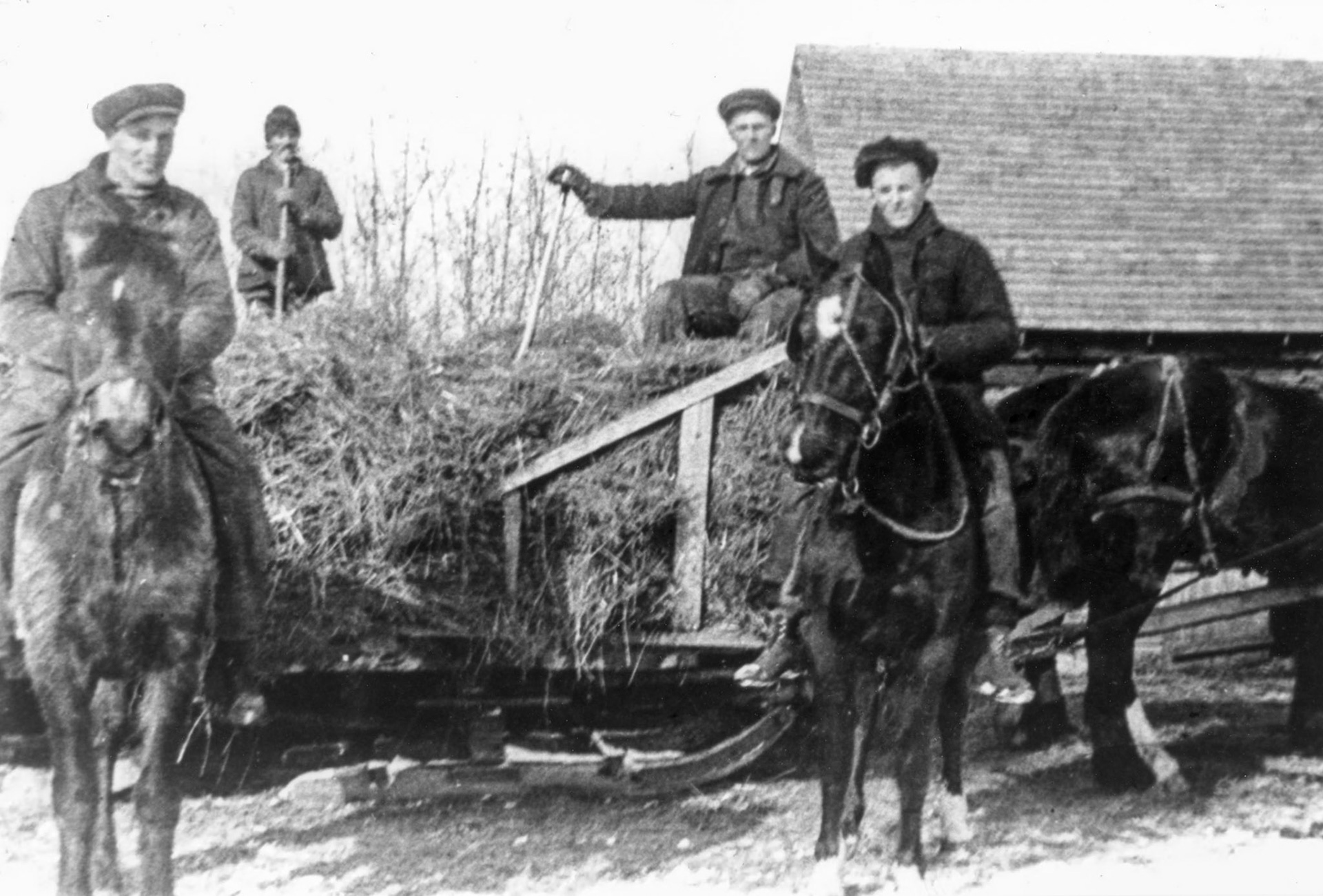 Homestead Circa 1920 • Back Standing: Stephan Shewchuk (father) of L to R - Onufrey (Frank) Shewchuk - Mechailo (Mike) Shewchuk (seated) - Stefan M Fedorak (Stephan’s grandson)