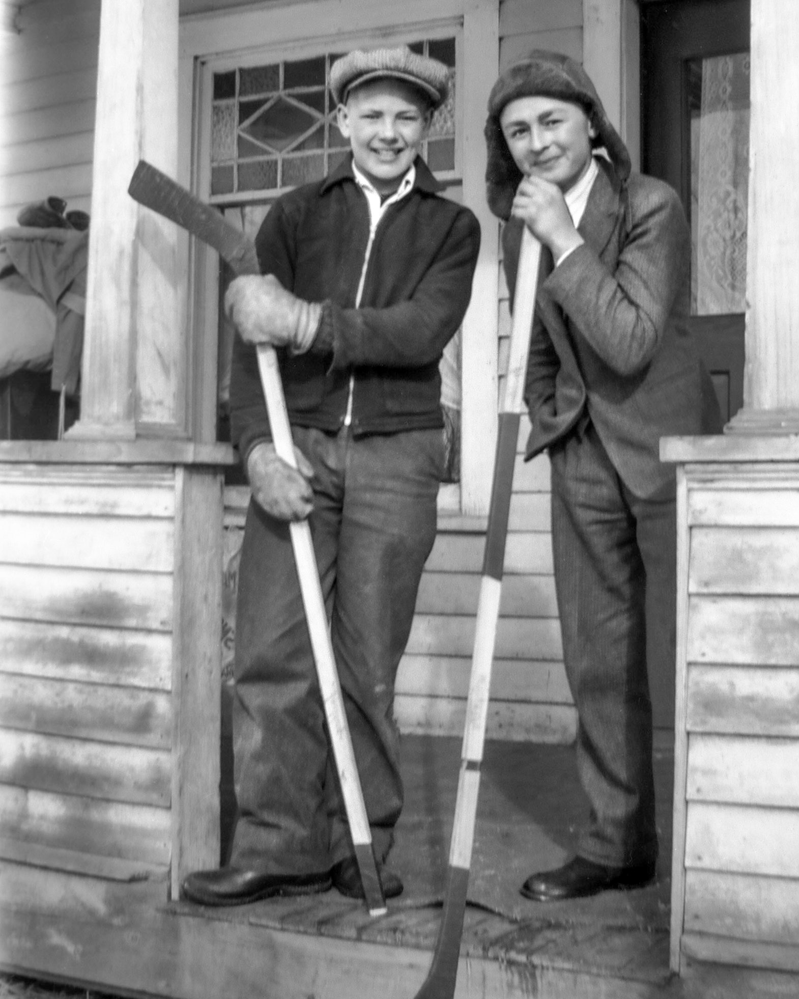 Circa 1942~45 • L to R: Paul Shewchuk (11~14) - unknown male - on Shewchuk farm near Willingdon, AB.