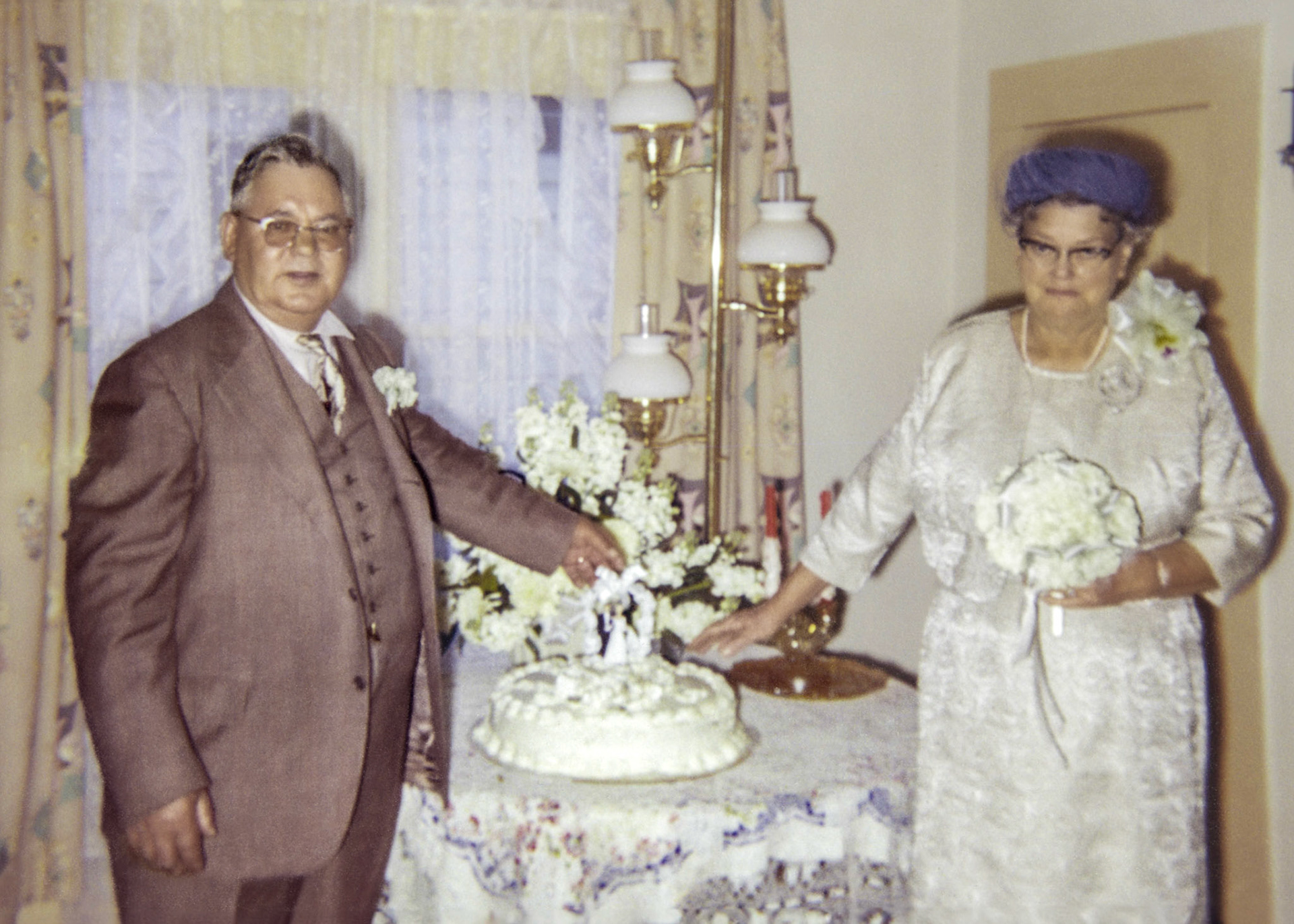 Circa 1959: Nick Shalk (formerly Nick Huculak) and possibly second wife Marth, or third wife Sallie (unknown maiden name(s)) in Niles, California. Hand written note on back of photo reads... "Me and my wife. Best wishes from Sallie and Me. 1959 crossed out, 1963-64 added." Geneology context: Nick Shalk [Huculak] is the brother of John Huculak SR (not pictured) and Sam Huculak. Uncle to John Huculak JR (Brian Huculaks father), or Great Uncle to Brian Huculak. Of note, Nick Shalk [Huculak] had a fourth wife (unknown name) and lived in Oaklahoma where they are both buried,