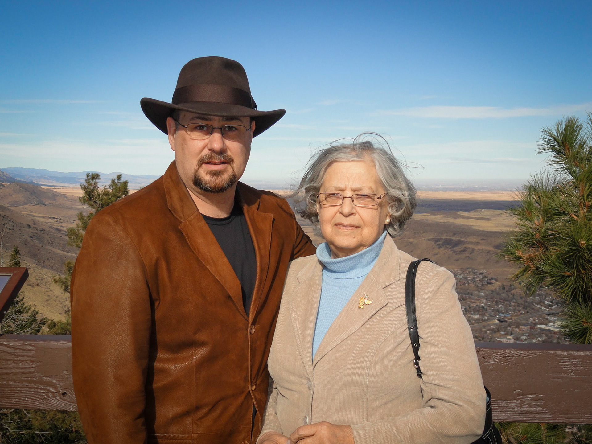2010: Lookout Mountain, Denver, CO. Brian Huculak with mom, Kathleen [Shewchuk] Huculak. Photo credit: Paula Rosson