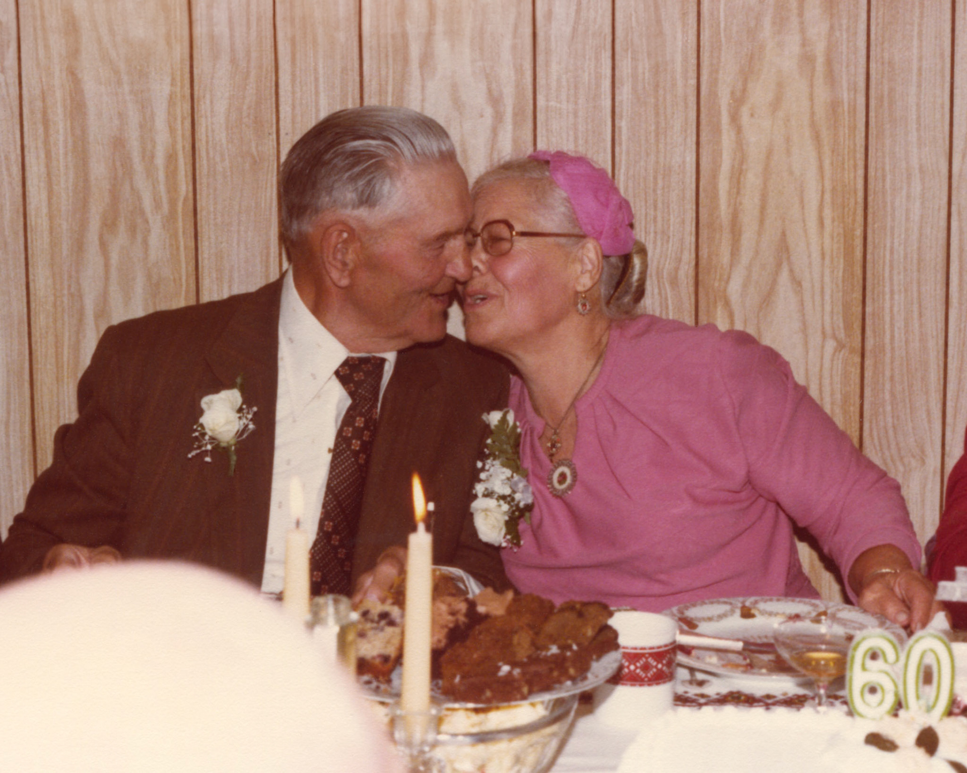 1980: Mike Shewchuk (82) and Christina [Huculak] Shewchuk (77) celebrating their 60th (diamond) wedding anniversary. Photo credit unknown.