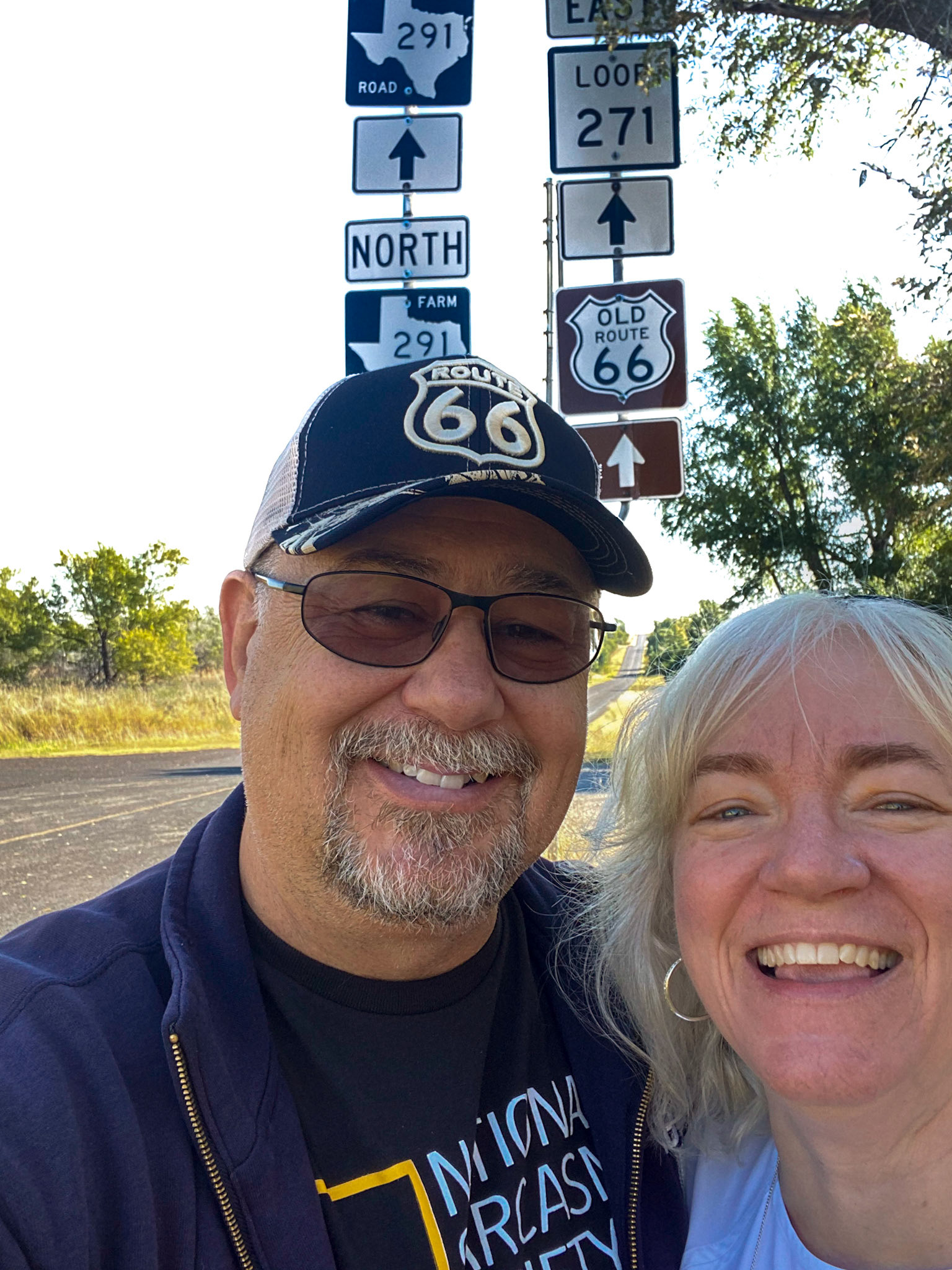 11 Oct 2022: Brian Huculak - Paula Rosson on historic Route 66, Alanreed, Texas. Photo credit: Brian Huculak