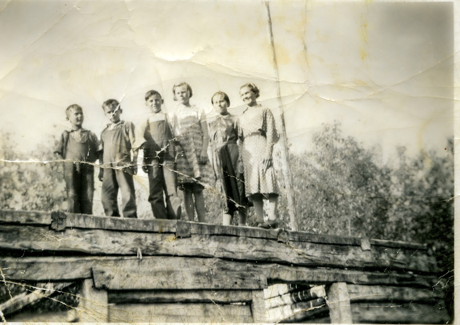 Original unrestored Image for comparison. L to R: Johh, Willis, Metro, Doris Huculak