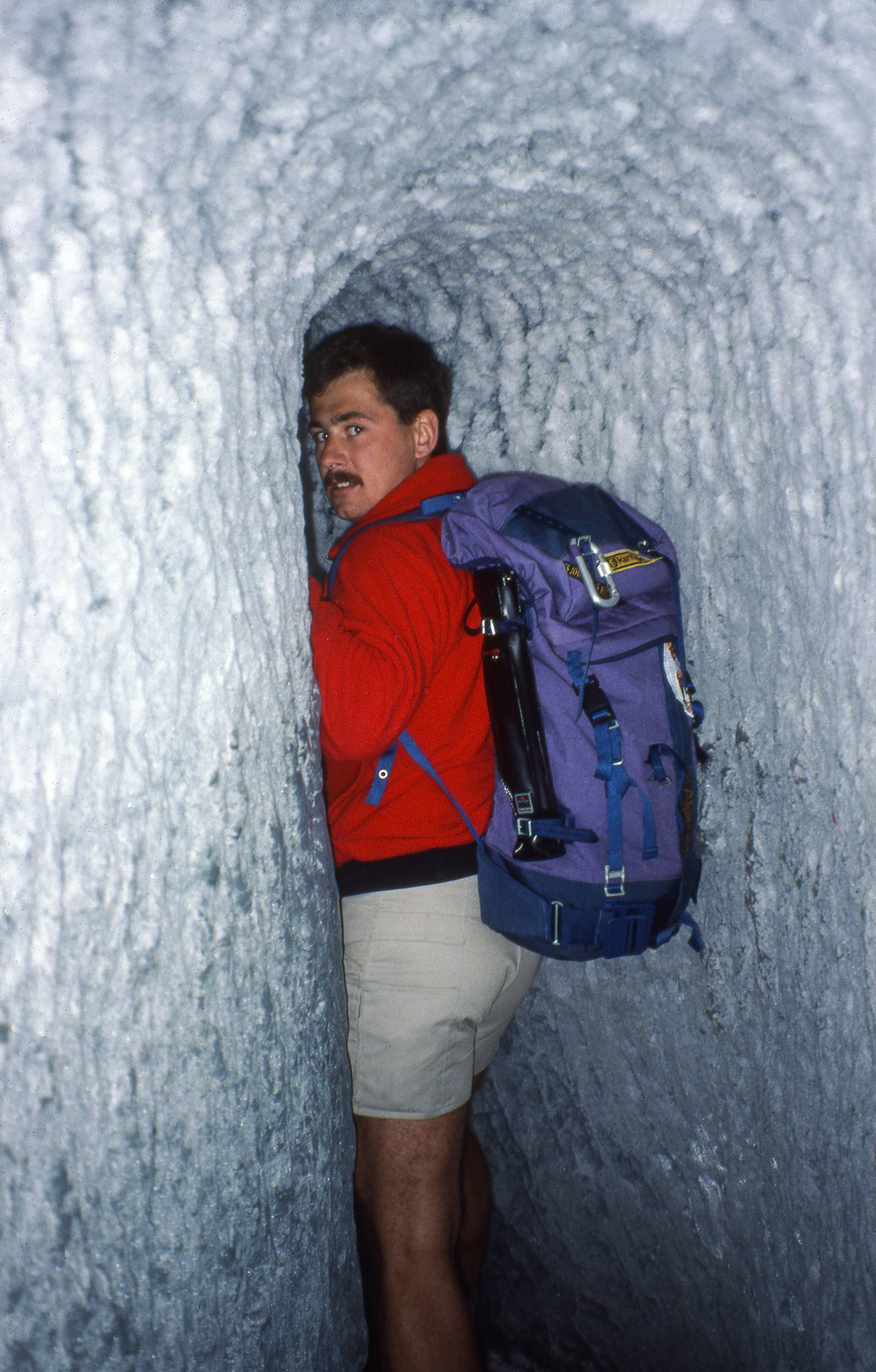 Early 1990's: Brian Huculak checking out the Ice caves at Jungfraujoch in the Jungfrau mountains, Switzerland. Photo credit: Robert Keith