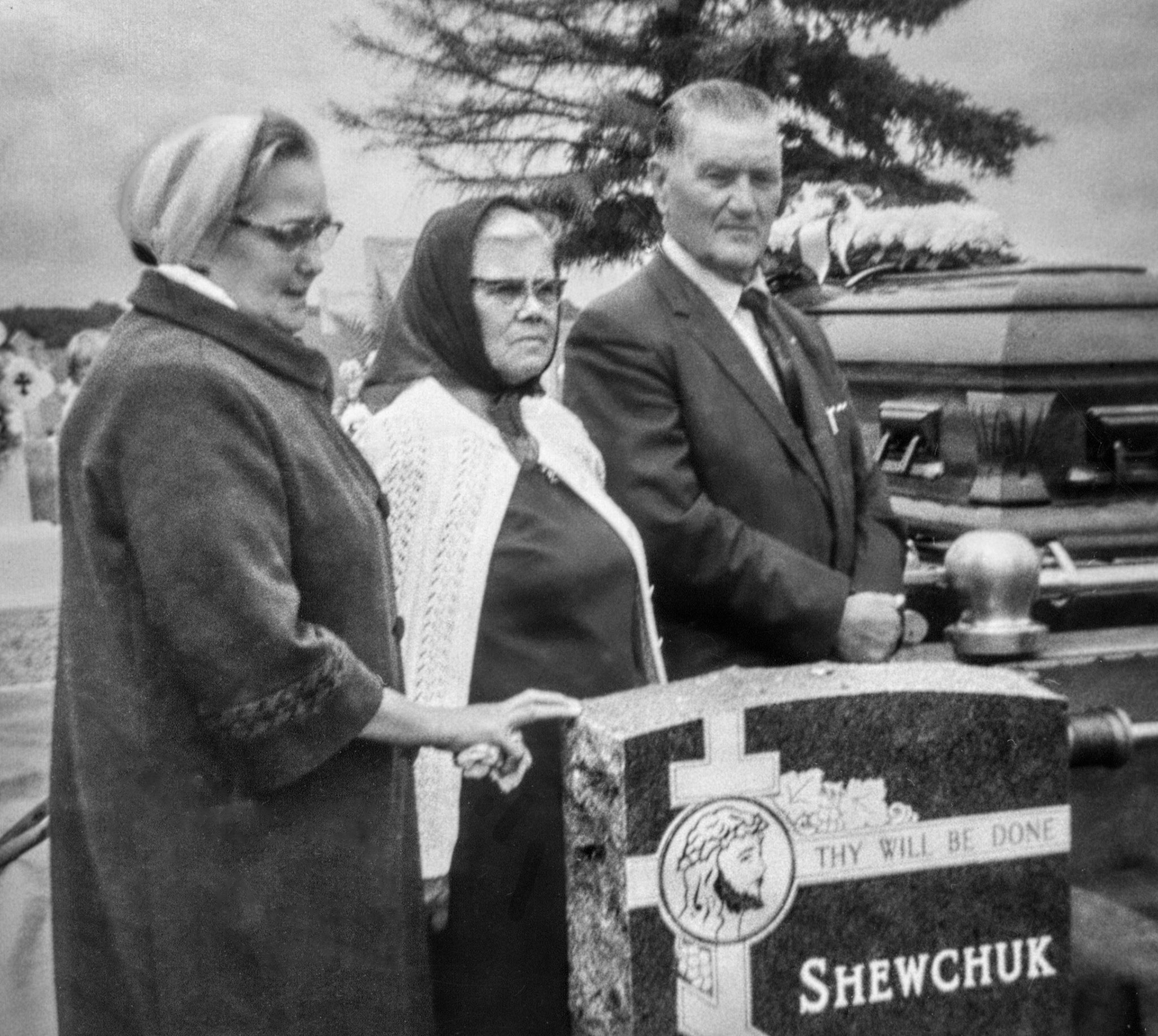 Circa 1970's: Dora [Bidniak] Shewchuk left (ID106), Christine [Huculak] Shewchuk, Michael Shewchuk (ID008).