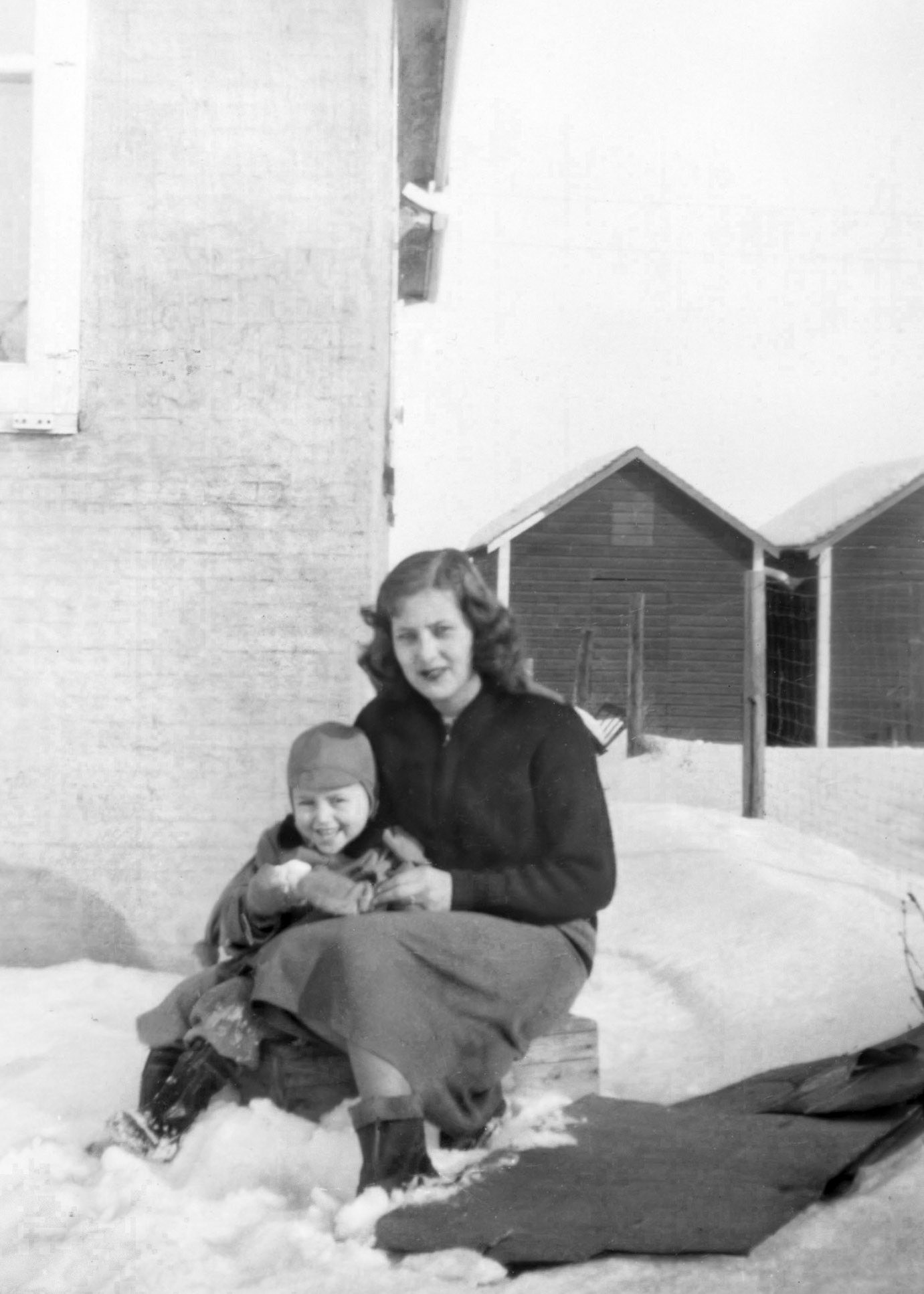 1952: Kathleen [Shewchuk] Huculak (age 18) with nephew Don Romanko (age 3~4)