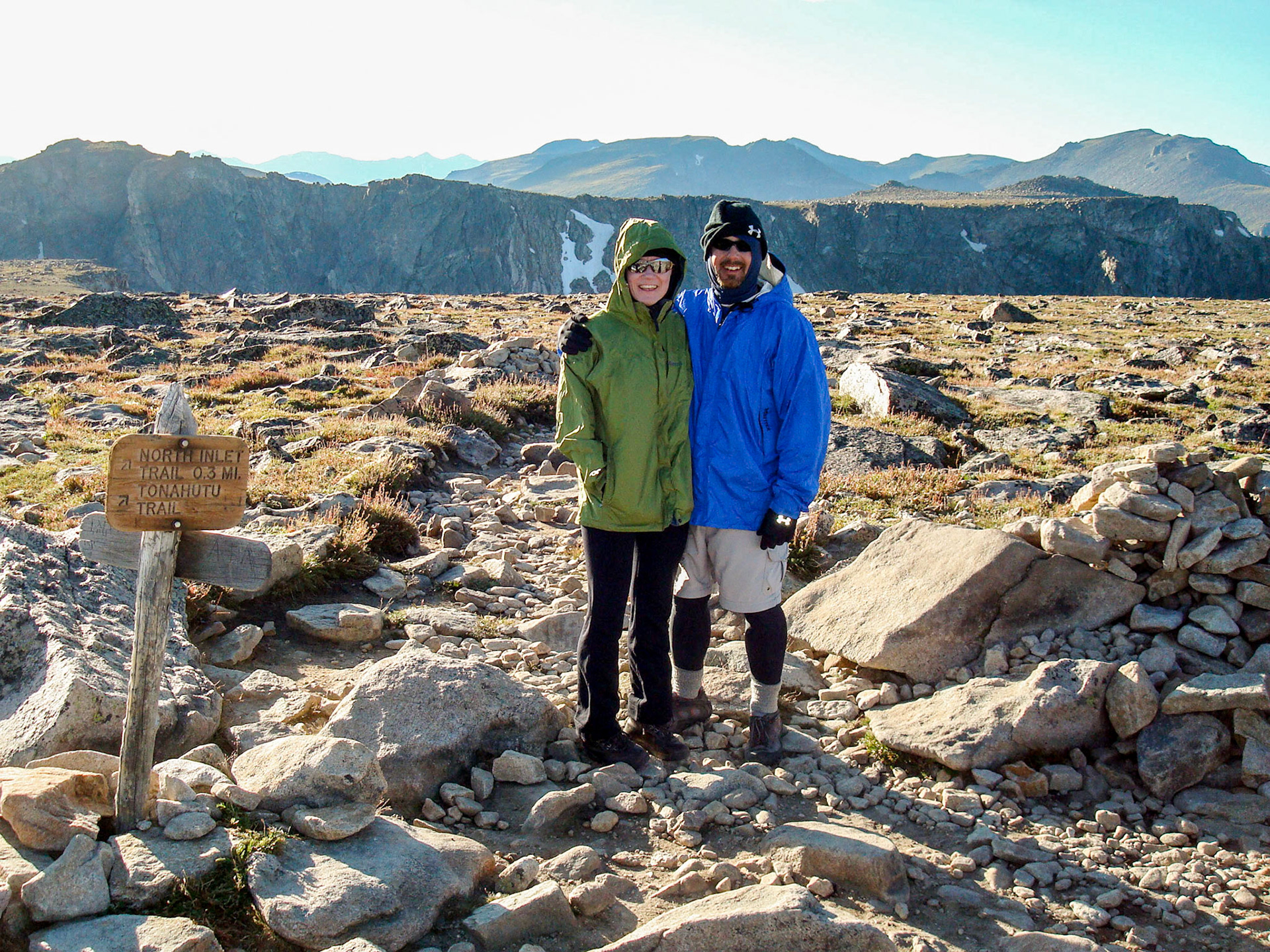 21 Aug 2008: L to R: Paula Rosson - Brian Huculak. Rocky Mountain National Park, Colorado. Neaaring the end of a 5 day back country backpacking trip. Photo credit: David Bosley
