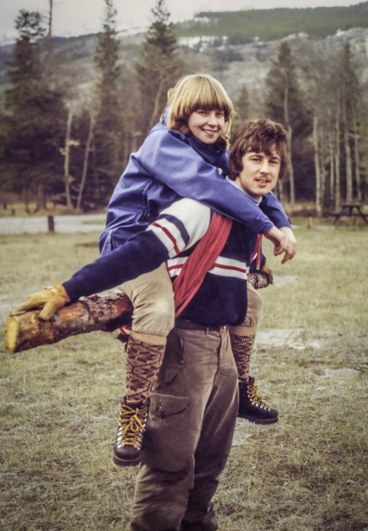 1981: Brian Huculak training in outdoor first aid, search and rescue, and related skills near Jasper National Park. Debbie Neufeld as passenger.