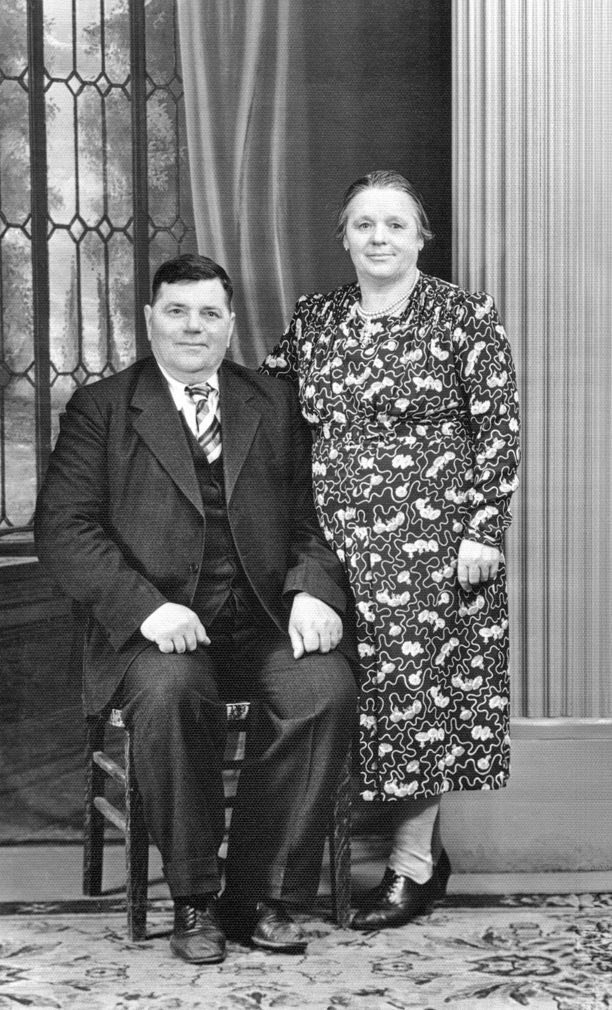 Circa 1949 • Ivan (John) Shewchuk and Nastasia [Huculak] Shewchuk. Scan from textured studio photographic print (texture retained for authenticity.)