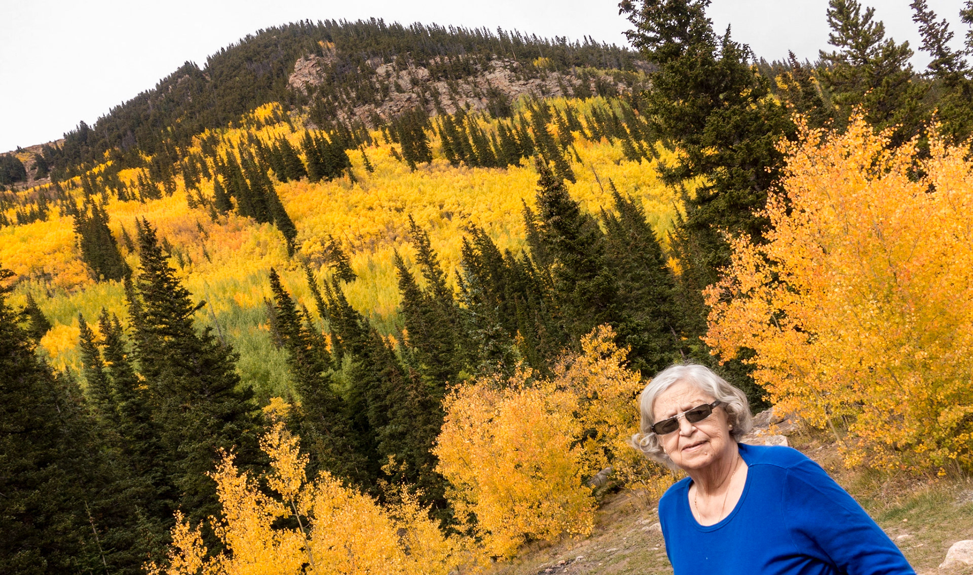 20 Sept 2016: Kathleen [Shewchuk] Huculak 'leaf peeping' in the Colorado Rockies. Photo credit: Brian M Huculak