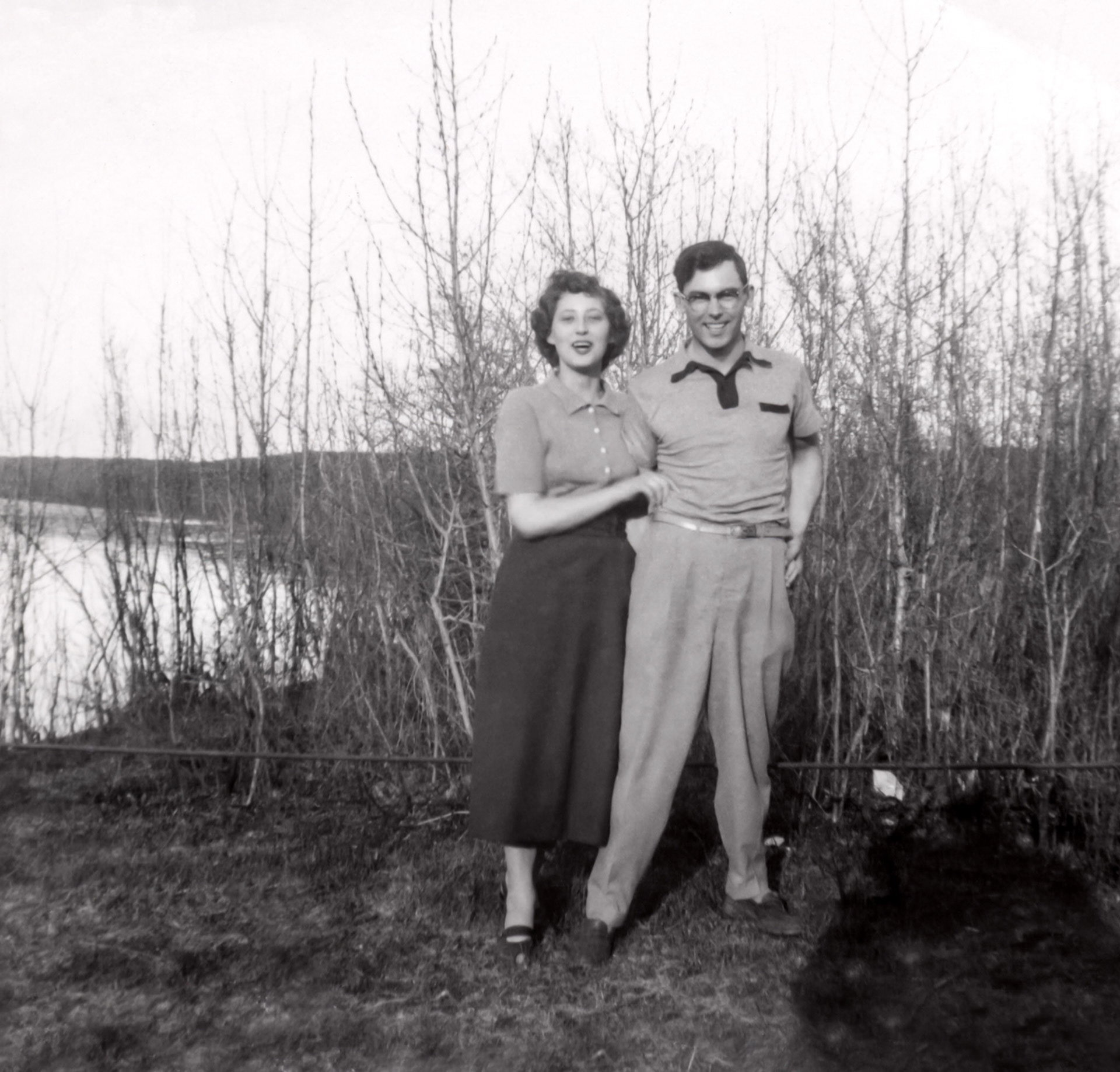 Circa 1953: near Willingdon, Alberta. John Huculak and Kathleen [Shewchuk] Huculak.