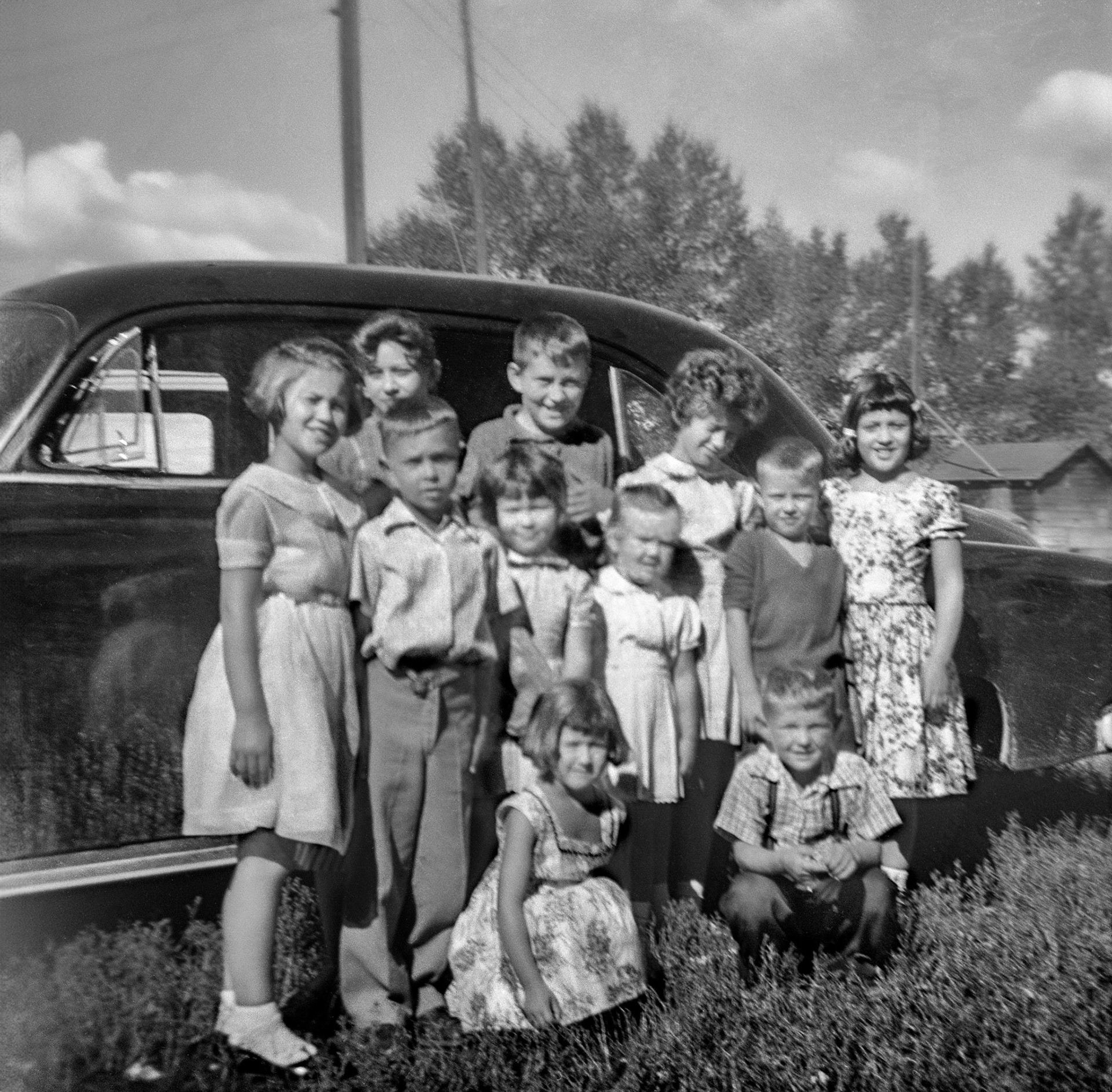 Circa 1957• L to R: Back - ? female - Donald Romanko (9) - Robben Shewchuk (7) - Julia Megley (10) Middle - Pat Megley (8)  - Gerry Tatarin (5)  -  Karyn Shewchuk  (4) - Anita Shewchuk  (3) - Barry Romanko (5) -  Front -  Olli Megley (4) - Carl Tatarin (4)