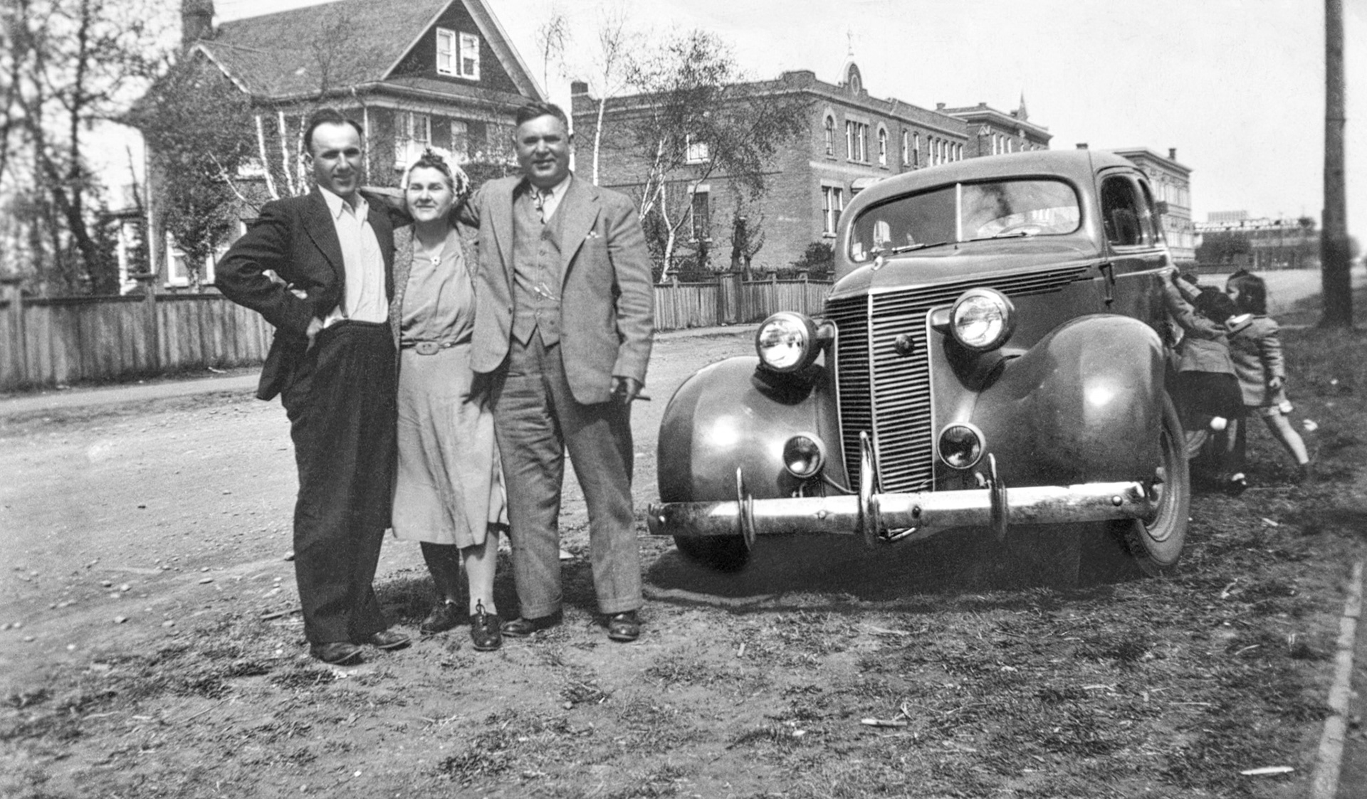circa 1950: Sam Huculak (Nicks brother) - Dora Harasym - Nick Shalk (Huculak)