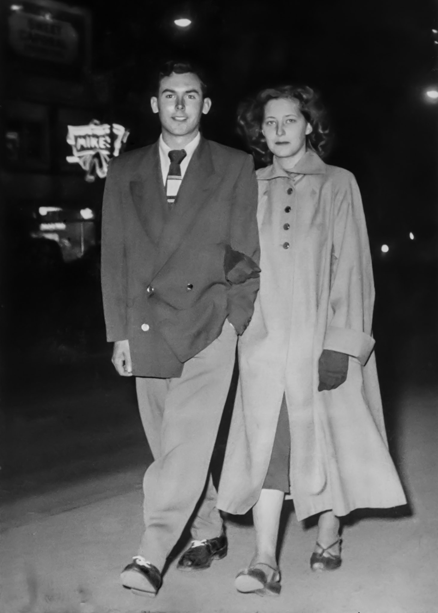 1952 • John Huculak (19) and Kathleen Shewchuk (18) strolling the streets of Edmonton, AB.