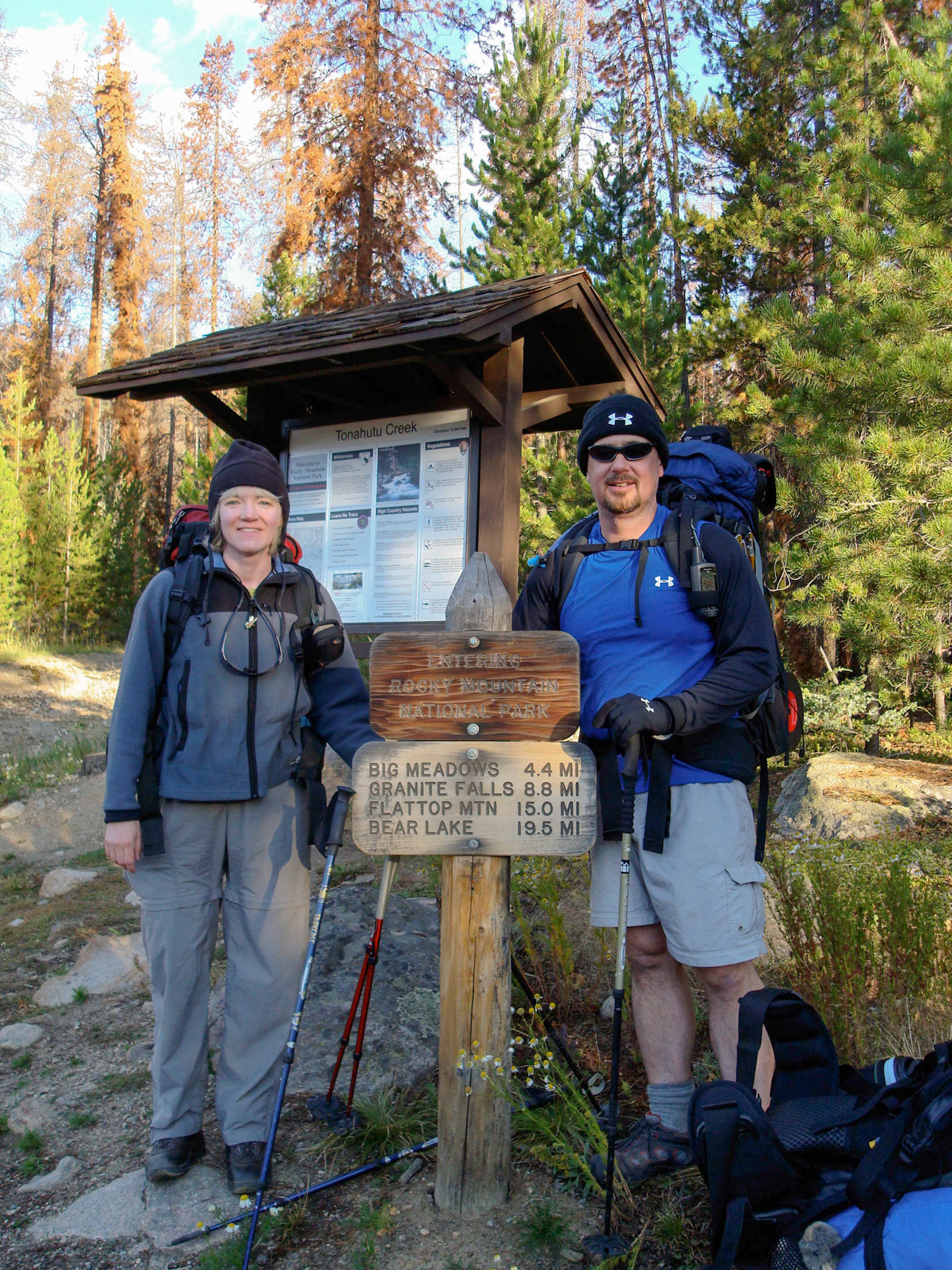 20 Aug 2008: Paula Rosson - Brian Huculak, 5 day backcountry hike in Rocky Mountaion National Park, Colorado. Photo credit: David Bosley