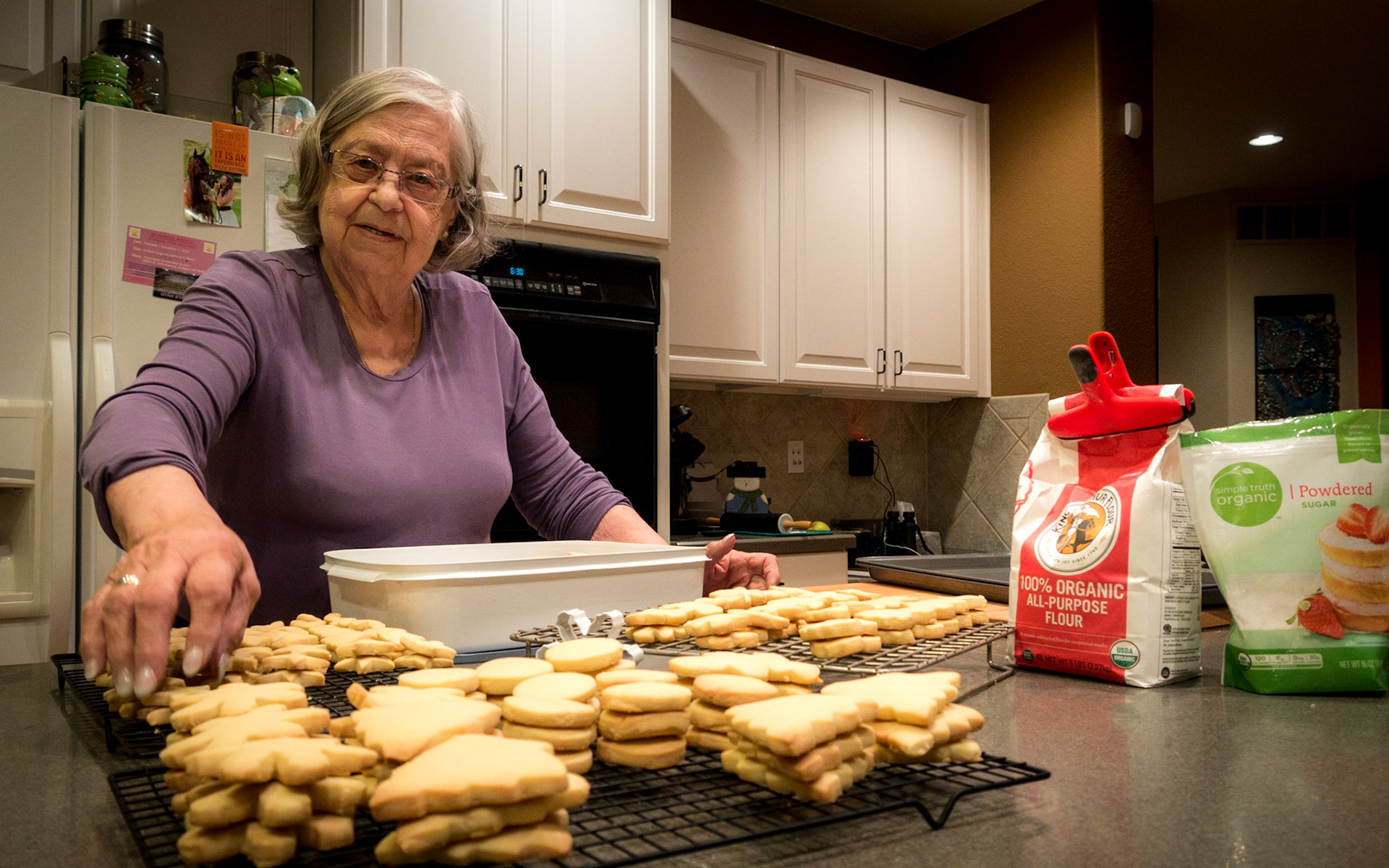 30 Nov 2013: A Christmas Tradition: We know it's Christmas when mom is busy baking shortbread cookies. It's easy to forget the journey to the big events during the holidays. It's all those little events behind the scenes that hold as many cherished moments at the big day itself. Time spent with family preparing and sharing stories, traditions, and family baking secrets is in many ways more important to me than the big event. Kathleen Huculak in Arvada, Colorado. Photo by son Brian Huculak.