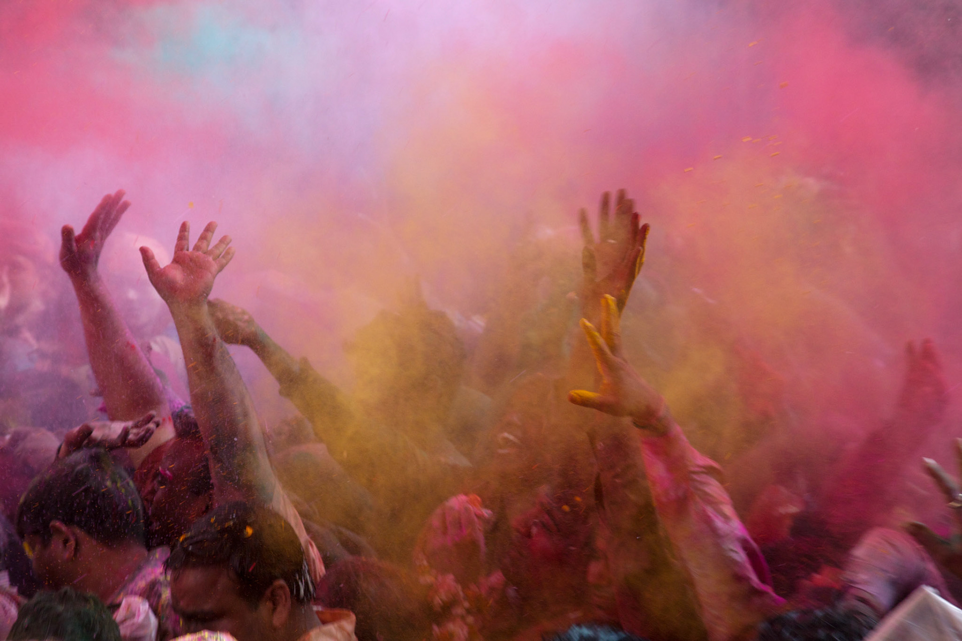 Ectasy at holi festival, Vrindavan - India