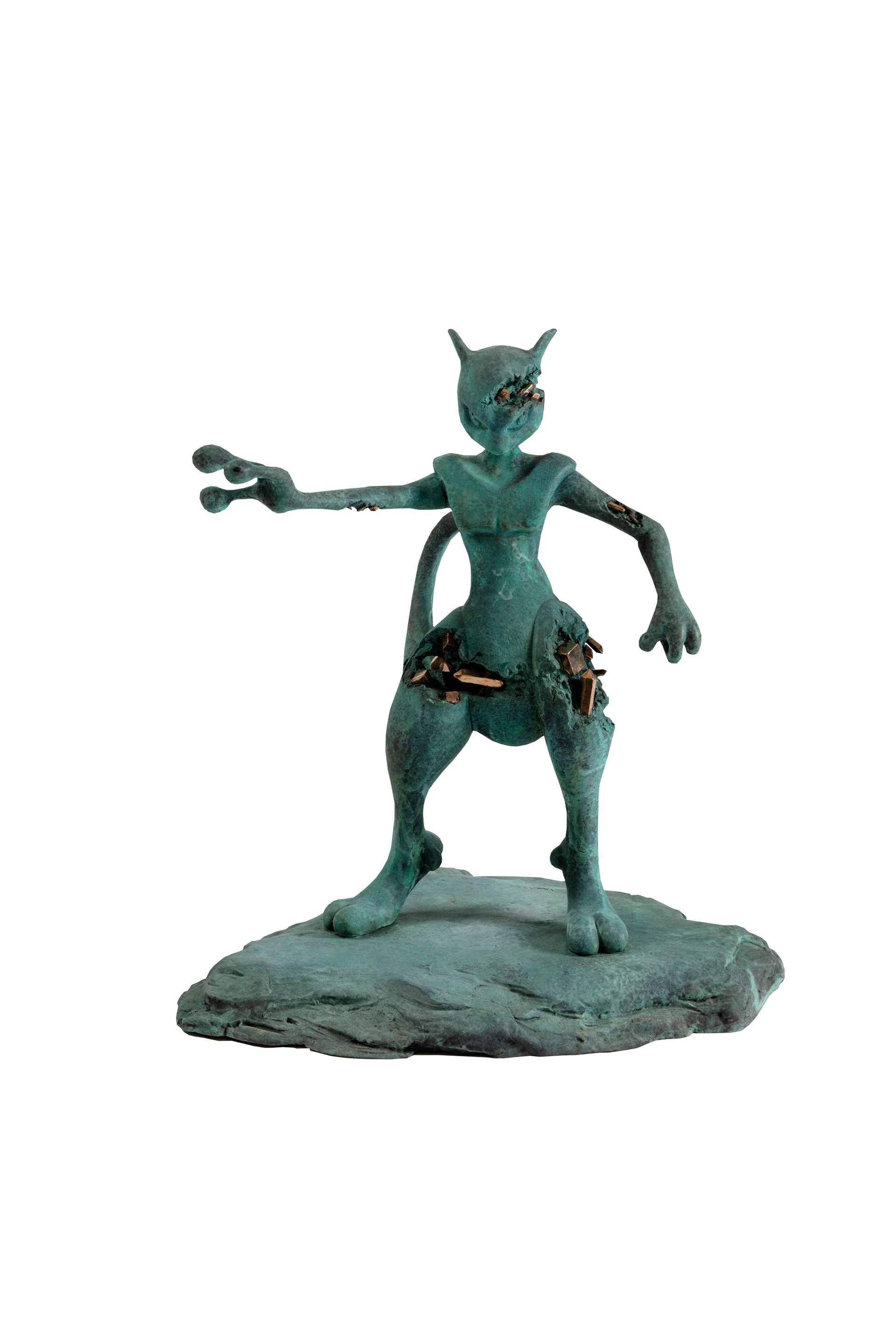 Bronze Crystallized Mewtwo (Small), 2020 Bronze, polished stainless steel – 62.9 × 48.3 × 53.3 cm | 24 3/4 × 19 × 21 inch – 4/4 Editions + 1 AP