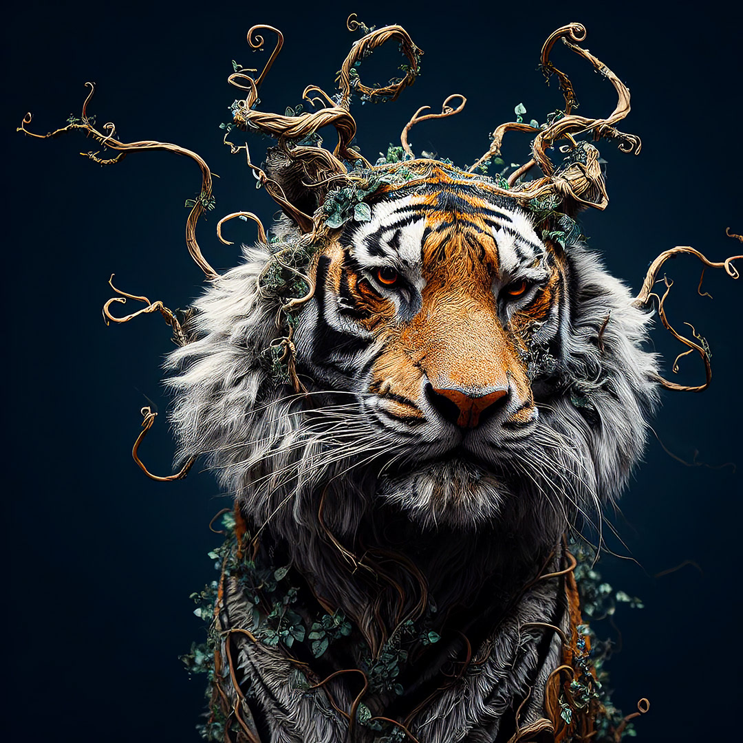 Shy Tiger - Digital Art by Andrew Kavanagh