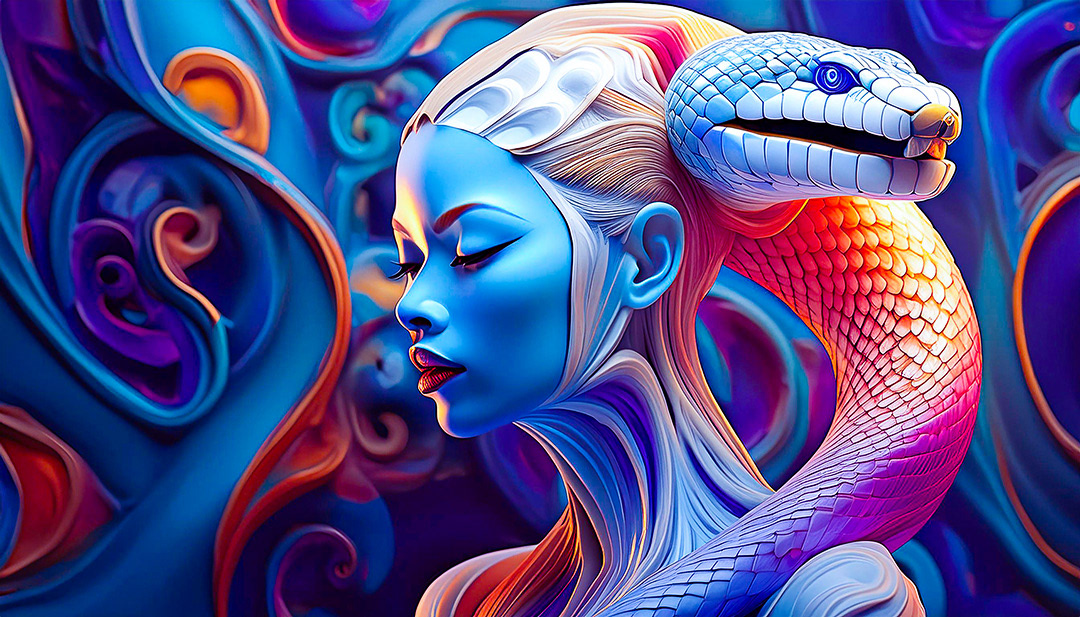 Snake Goddess - Digital Art by Andrew Kavanagh