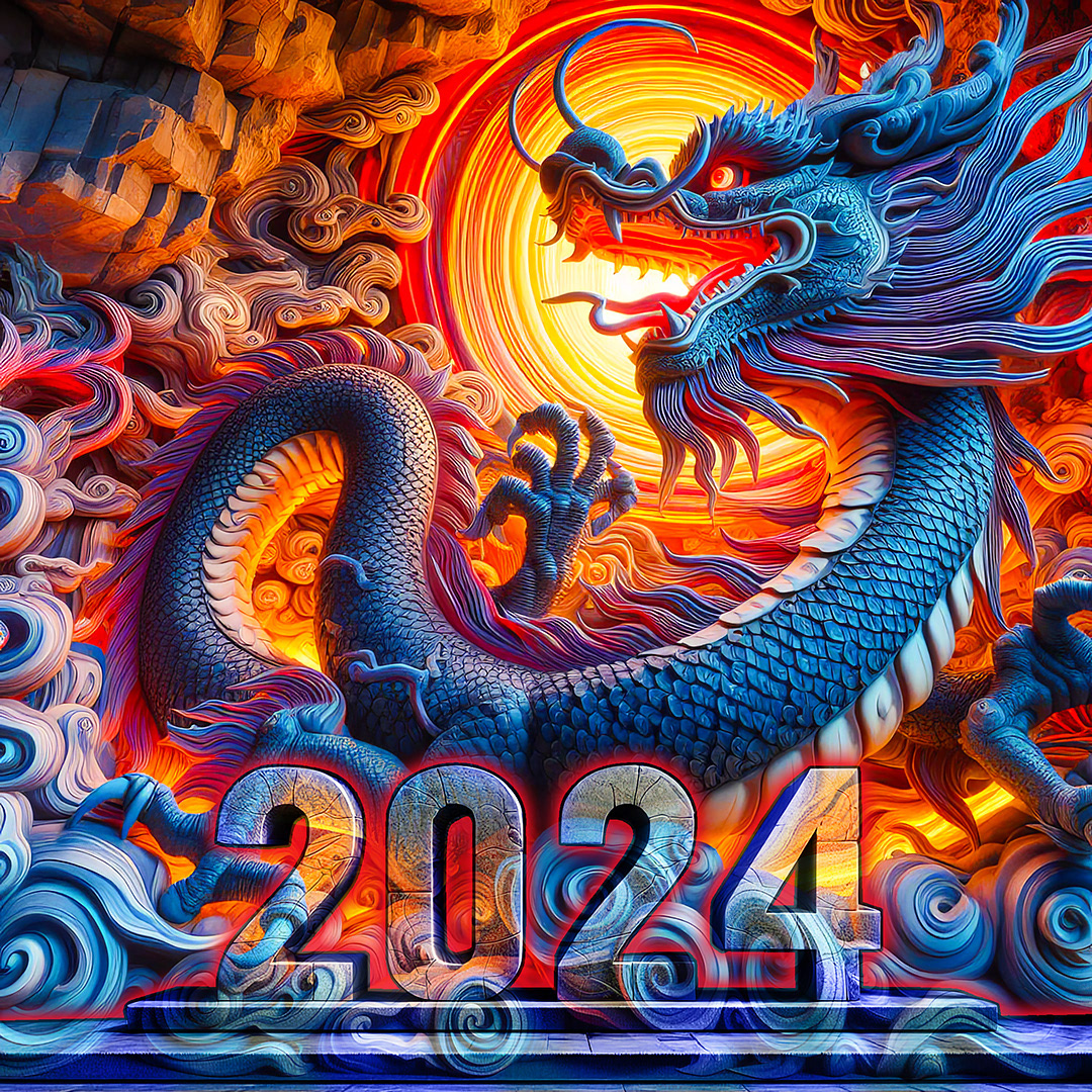 Happy New Year 2024! Digital Art by Andrew Kavanagh