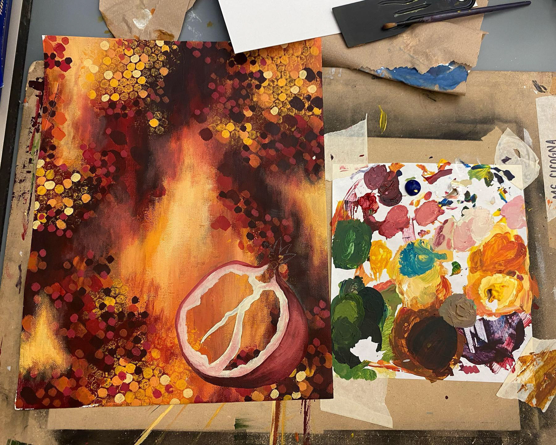 I then choose imagery that I felt were envision-able simply fro the abstract painting marks and colors.