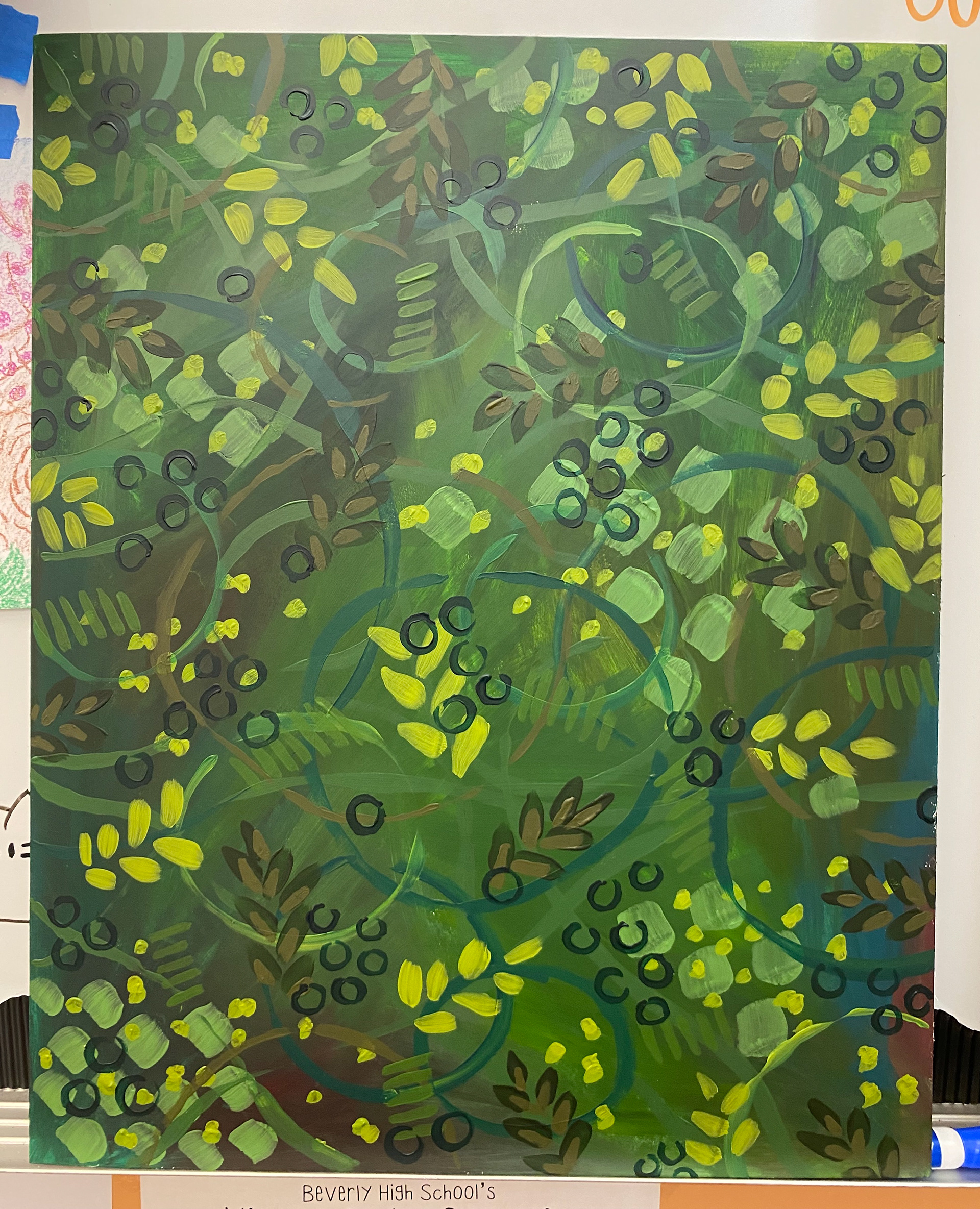 Began with patterns of green marks.