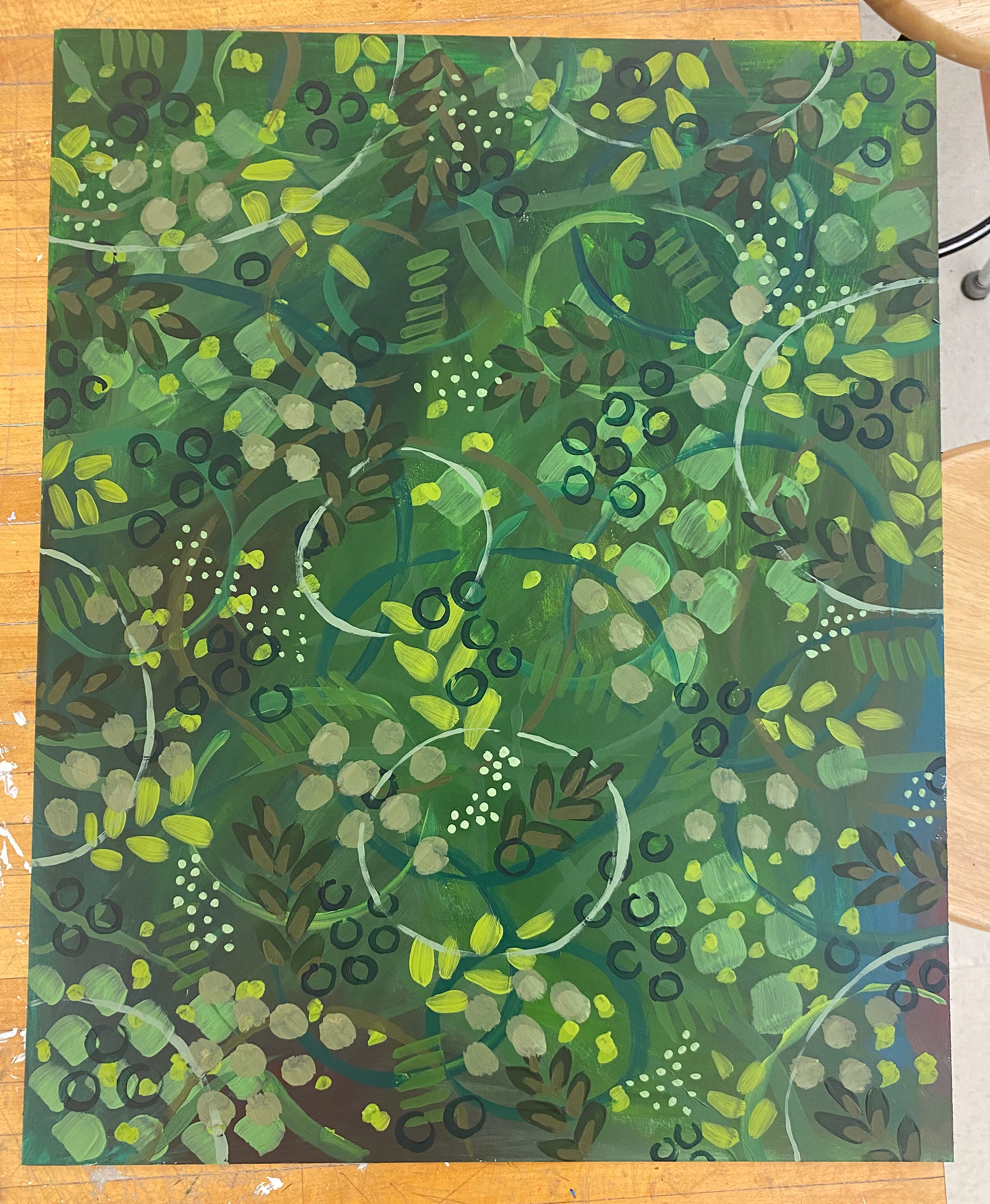 Continued to build these, as leaves overlapping above dappled shade.