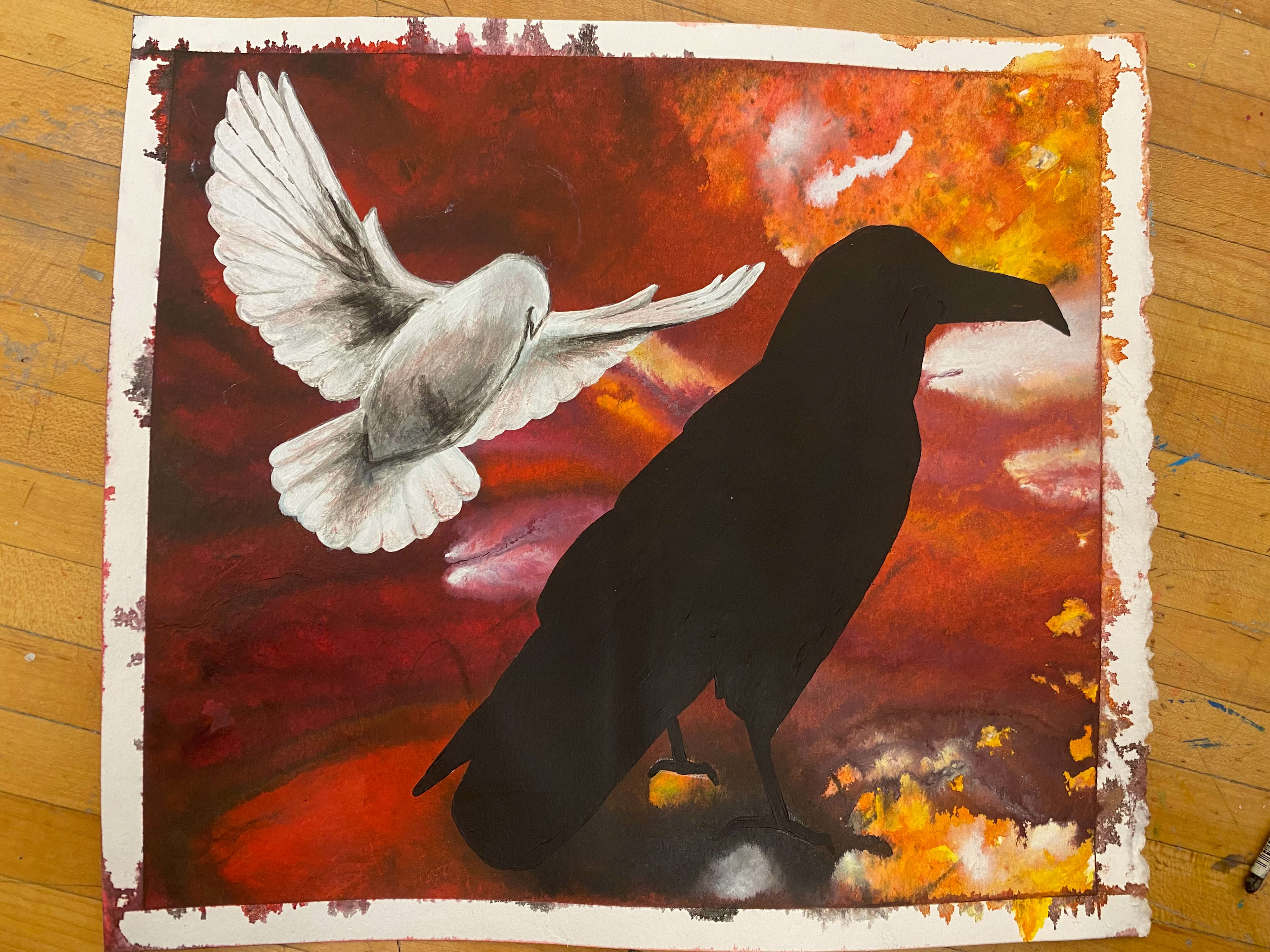 Applying value to enhance the birds forms.
