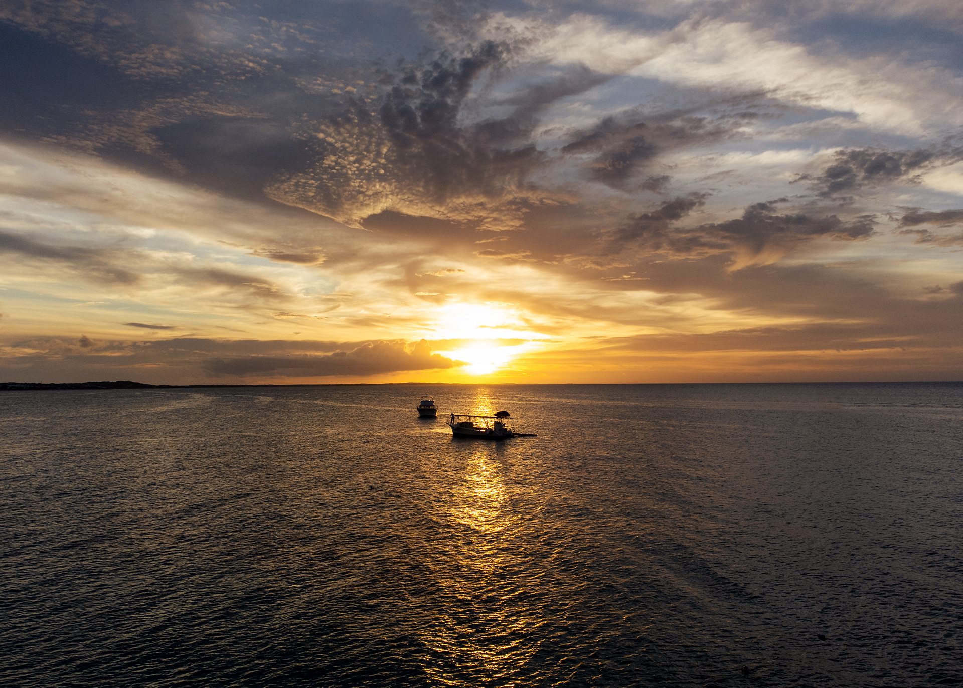 Lone Boats Sunset